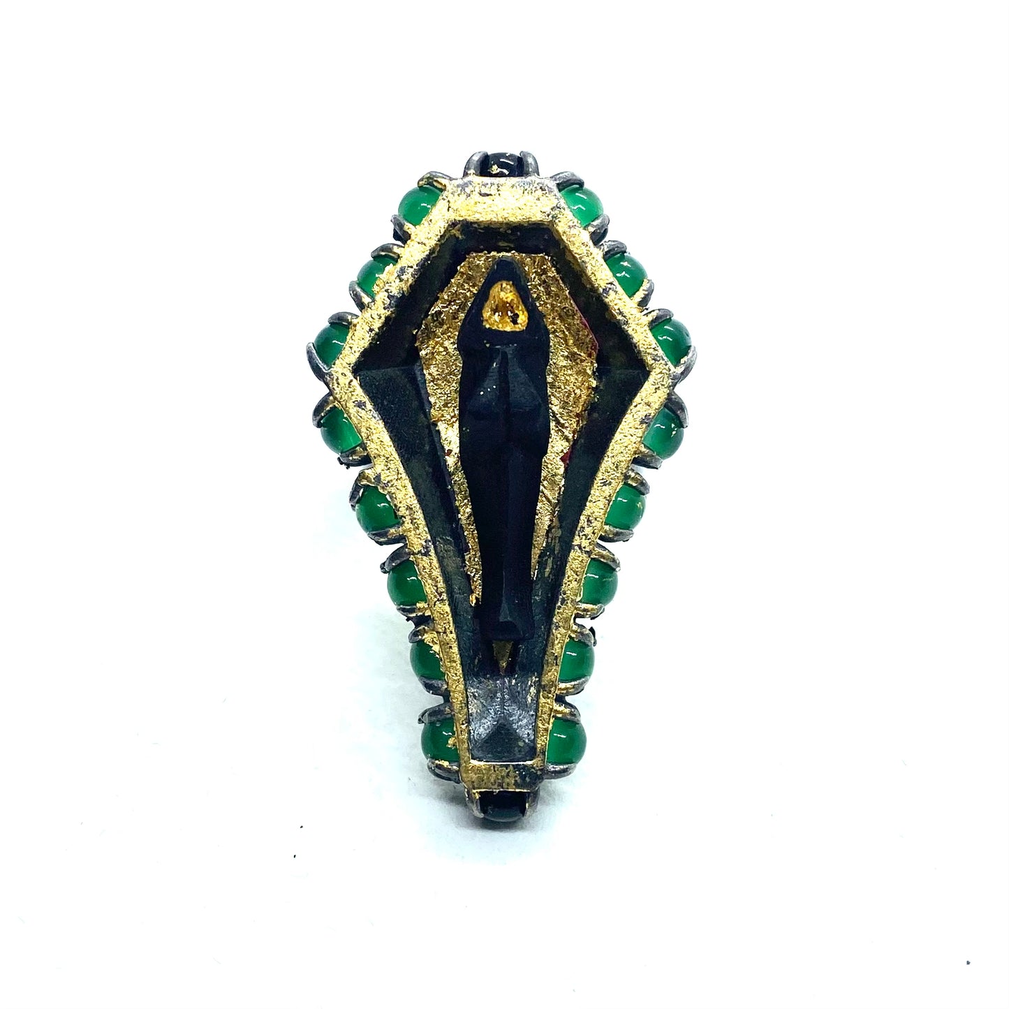 Coffin Ring in Sterling Silver and Onyx And Horn