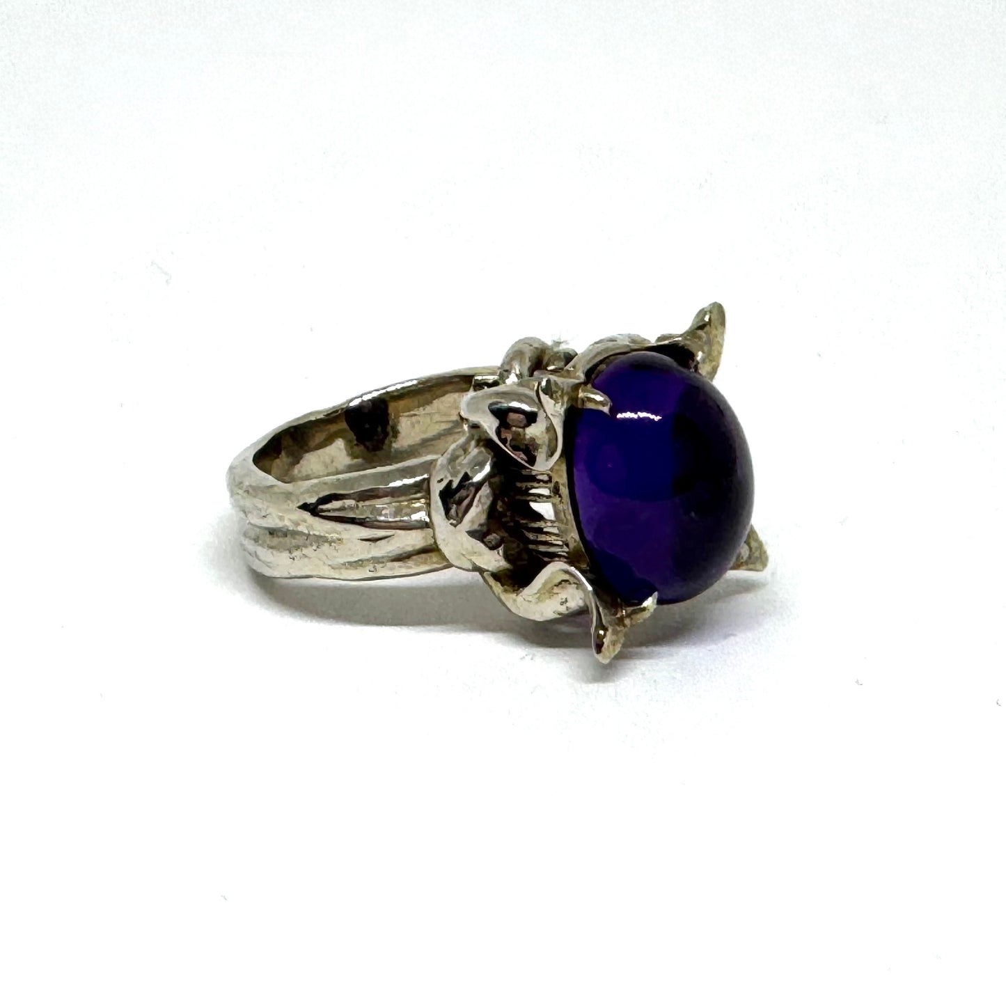 Barashyth’s Coil Ring Amethyst And White Bronze Band