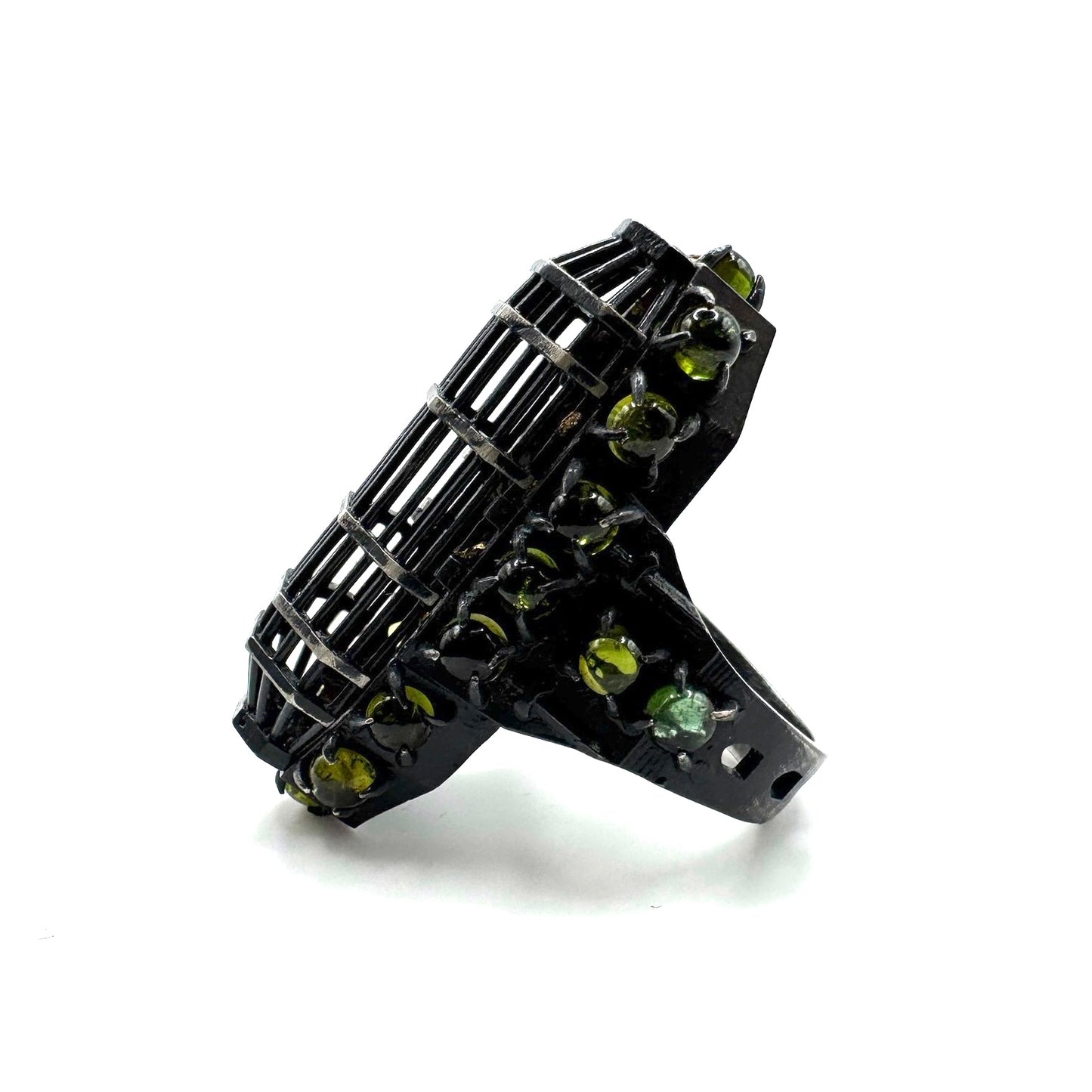 Gibbet Coffin Ring in Sterling Silver and Tourmaline