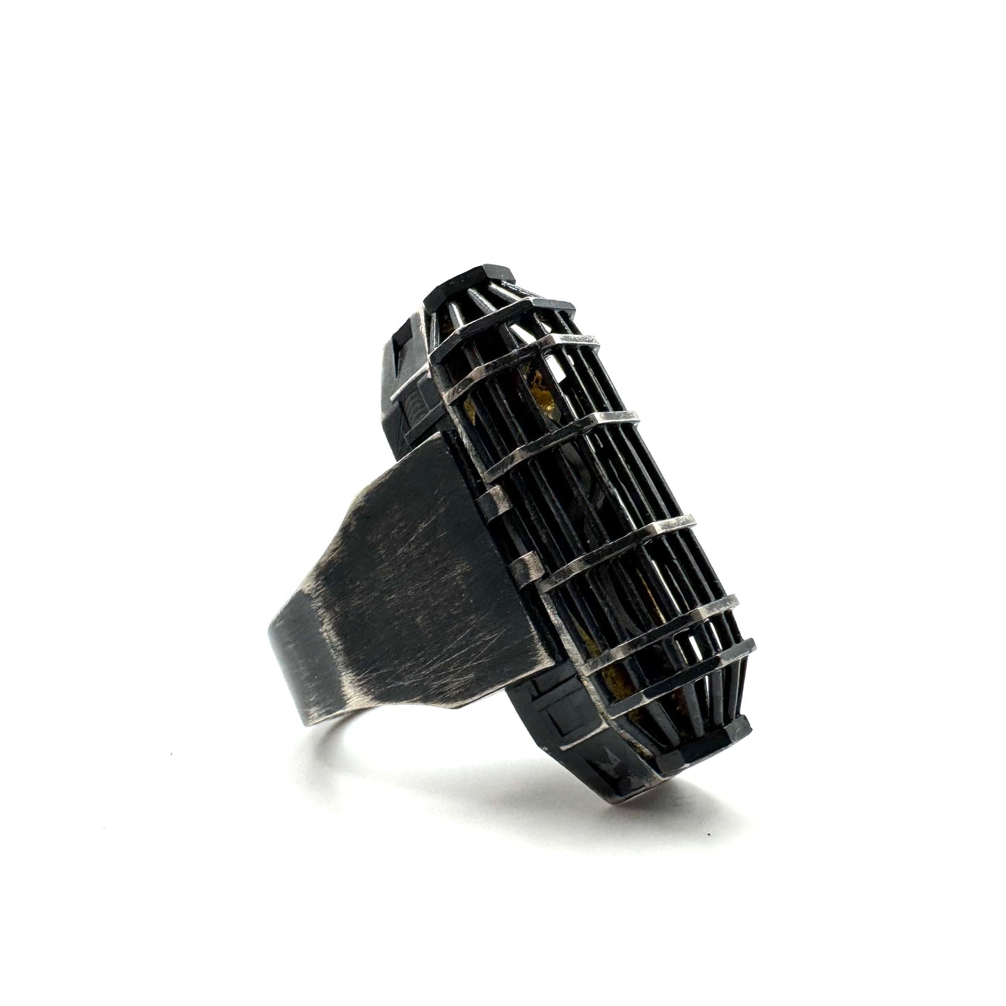 Draugr Coffin Ring in Sterling Silver and Black Wood