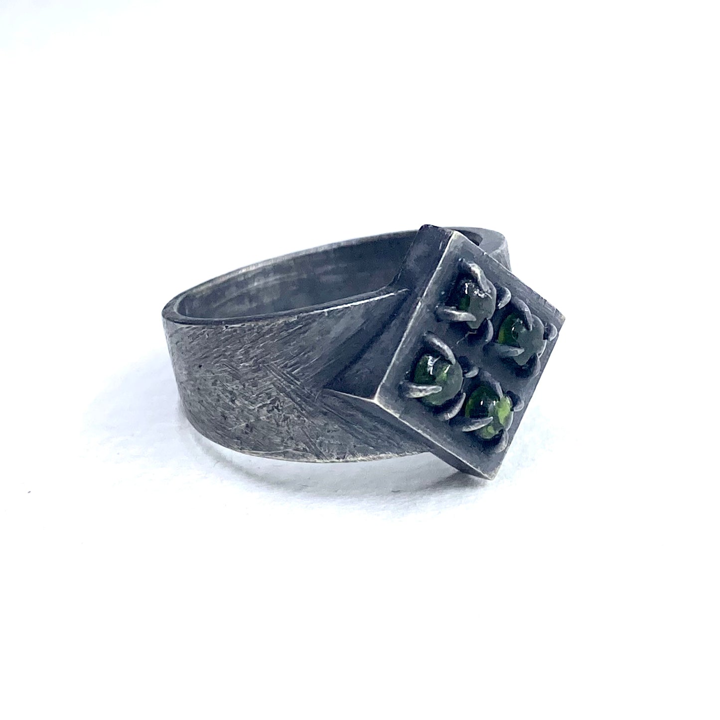 Brutalist Ring with Tourmaline in Sterling Silver