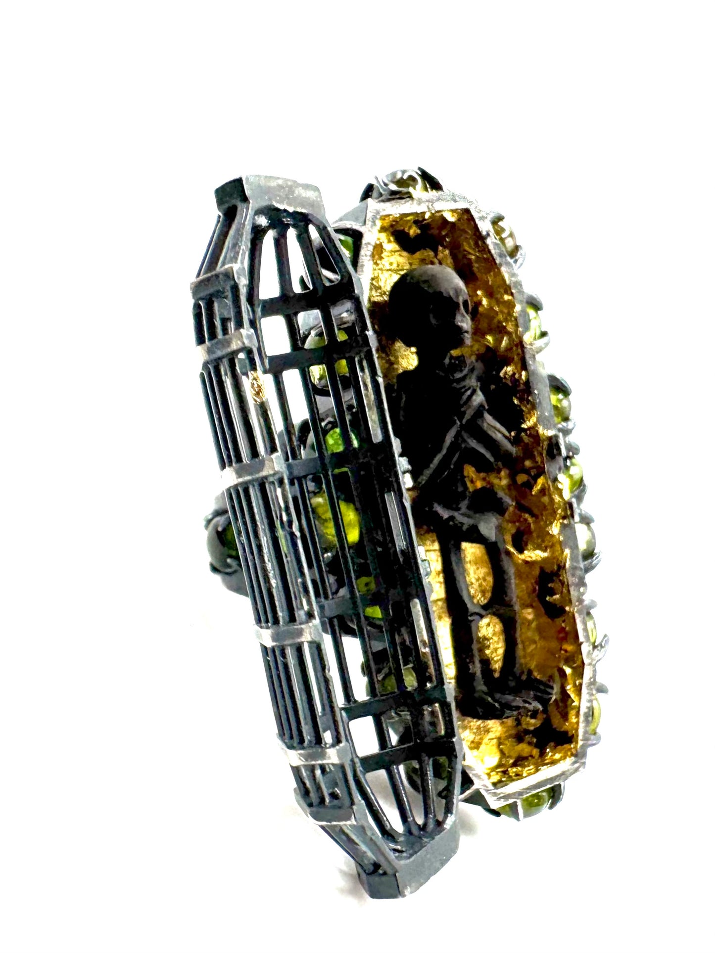 Gibbet Coffin Ring in Sterling Silver and Tourmaline