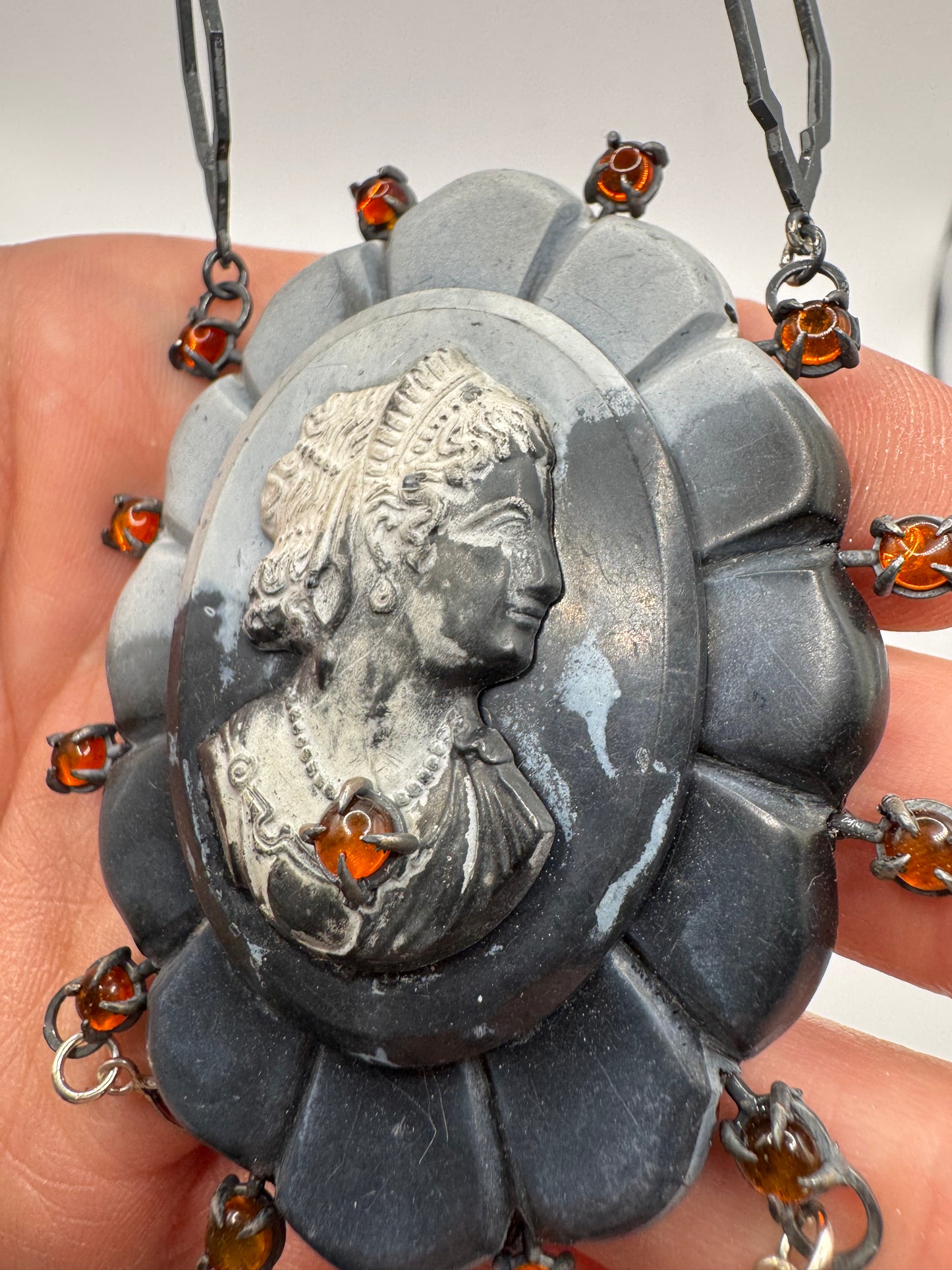 Mourning Necklace Vulcanite and Sterling Silver