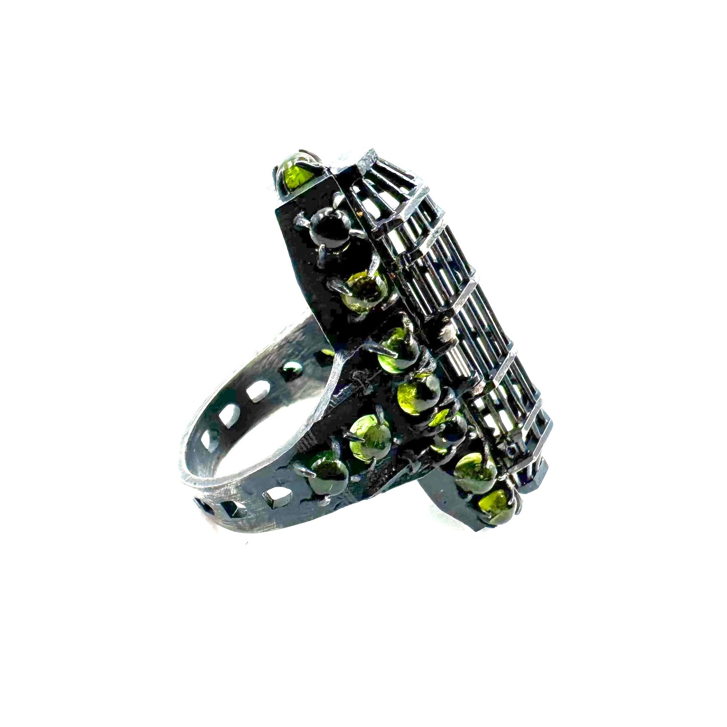 Gibbet Coffin Ring in Sterling Silver and Tourmaline
