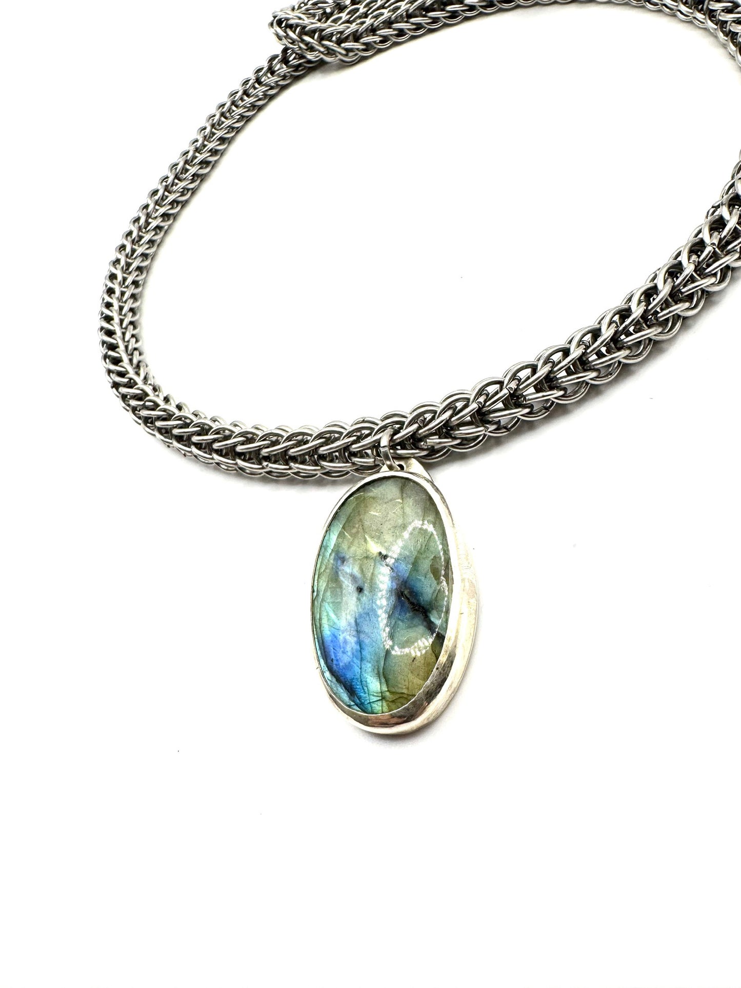 Labradorite Ancient Kings’ Necklace Sterling Silver and Stainless Steel