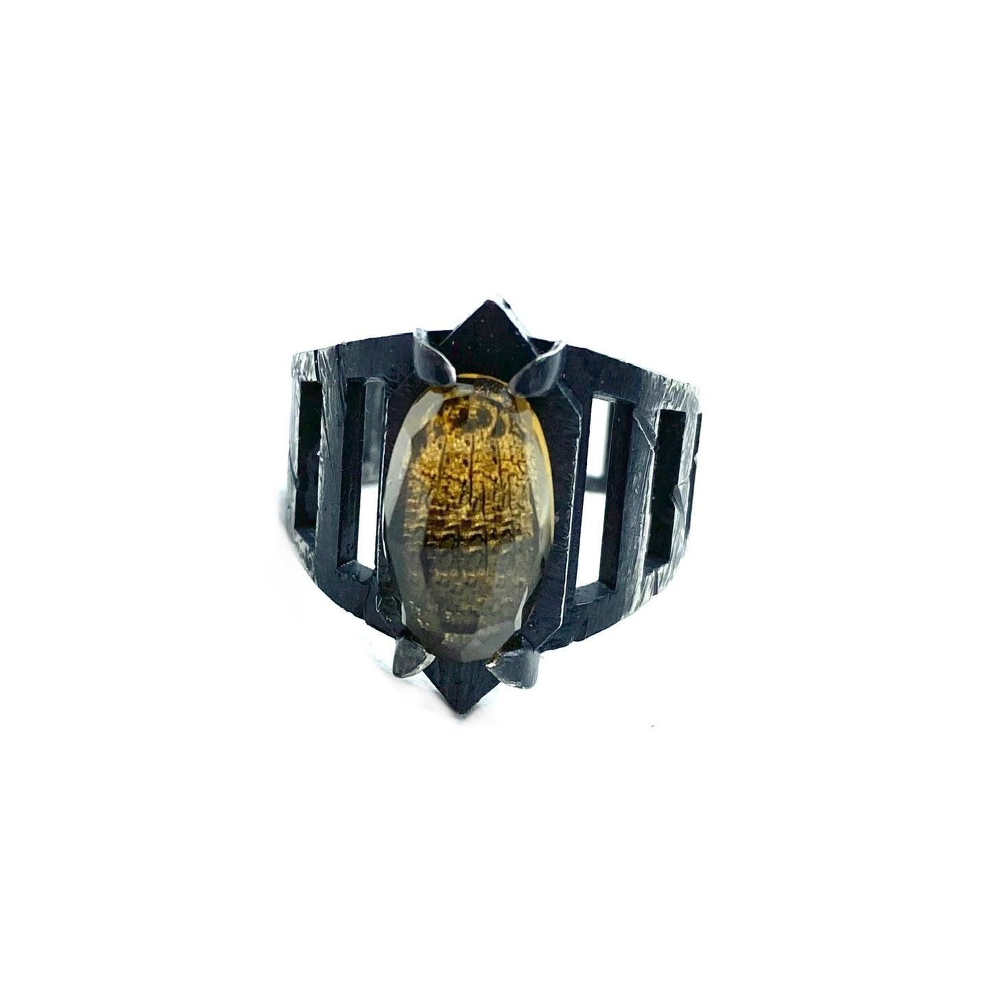 Brutalist Ring with Citrine in Sterling Silver