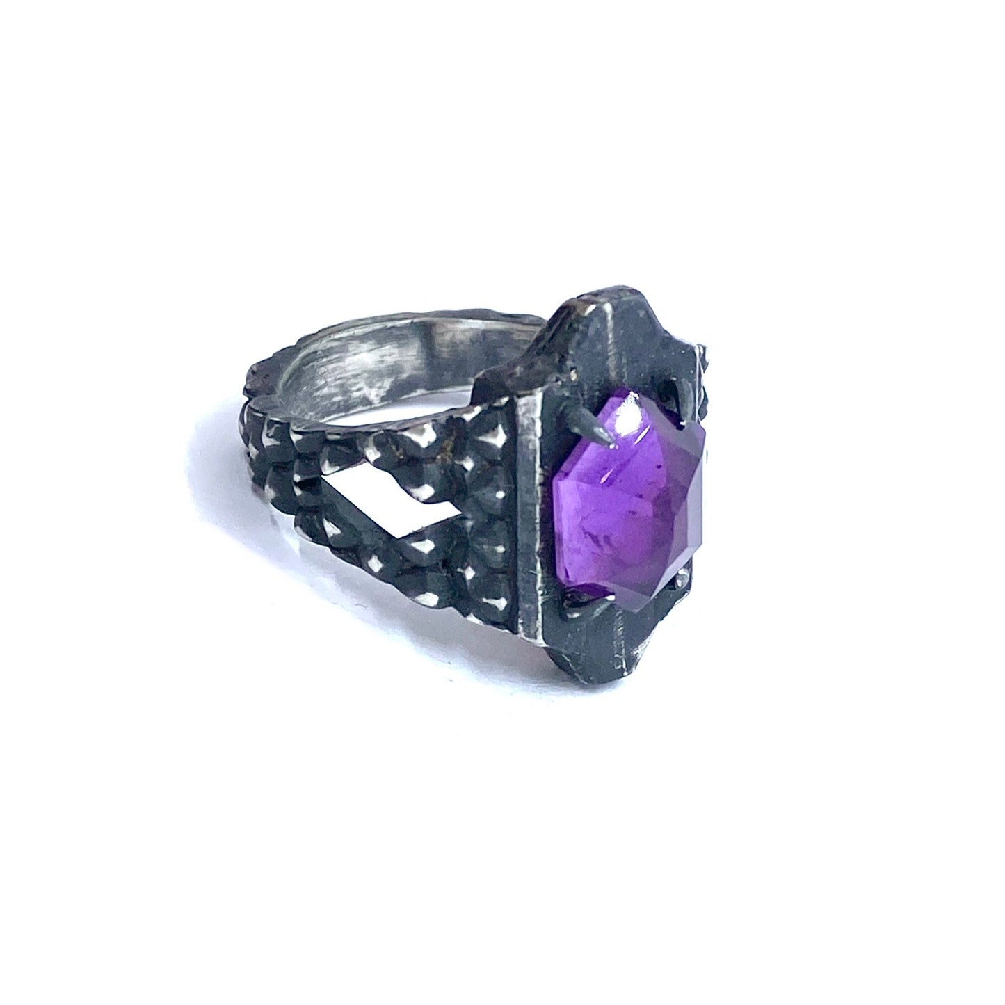 Serpent’s Claw Ring with Amethyst in Sterling Silver