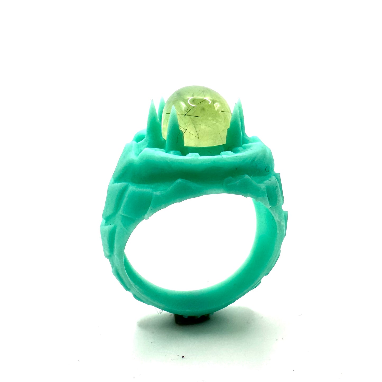 TO BE CAST - Medieval Fantasy Prehnite Ring In sterling Silver