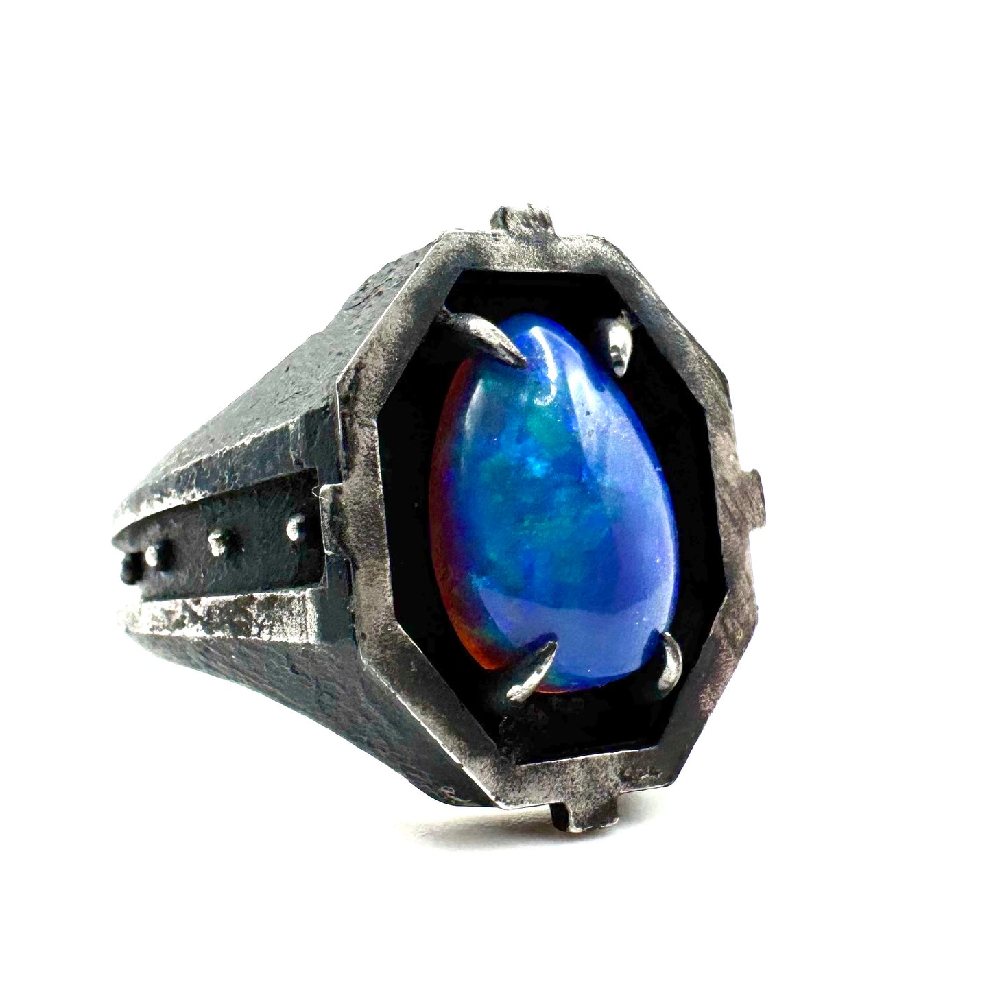 Black Opal Sanctum Ring in Sterling Silver