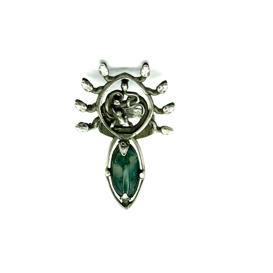 Medusa Ring in Sterling Silver and Moss Agate