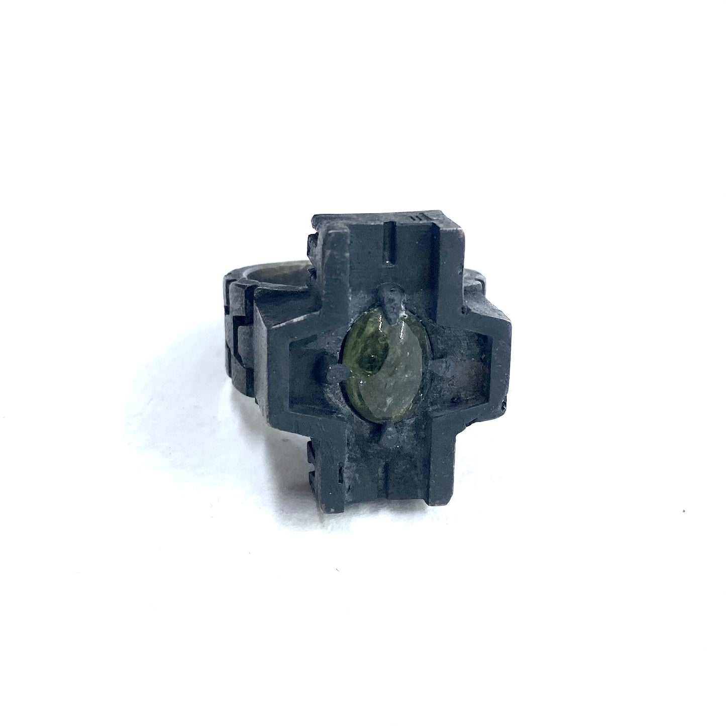 Brutalist Ring with Tourmaline in Sterling Silver