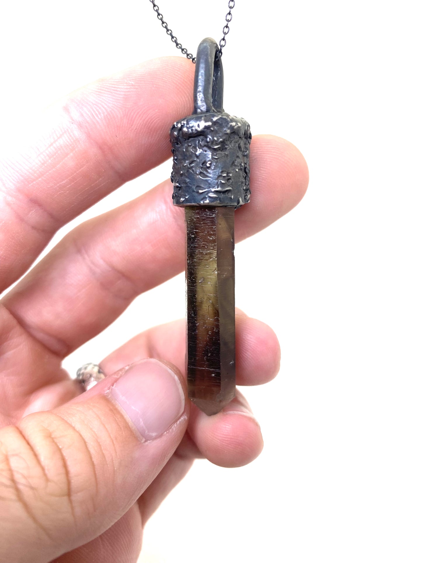 Smoky Quartz Talisman Necklace Sterling Silver