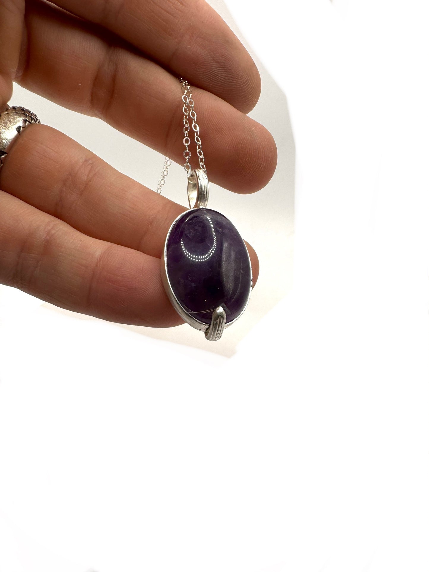 Amulet of Veiled Divinity in Sterling and Amethyst