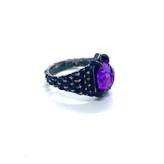 Serpent’s Claw Ring with Amethyst in Sterling Silver