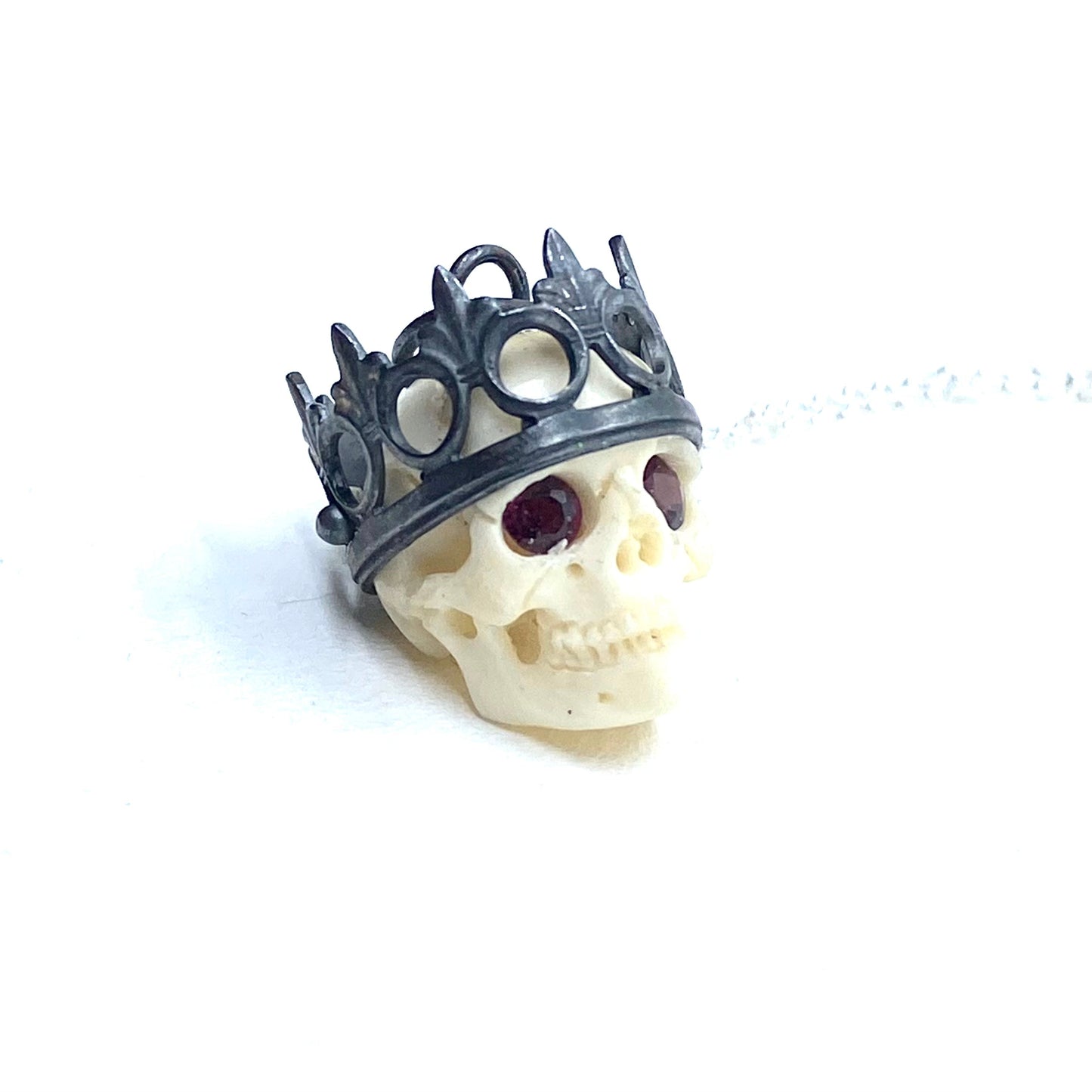 PREORDER Garnet Eyed Skull With Sterling silver Bail