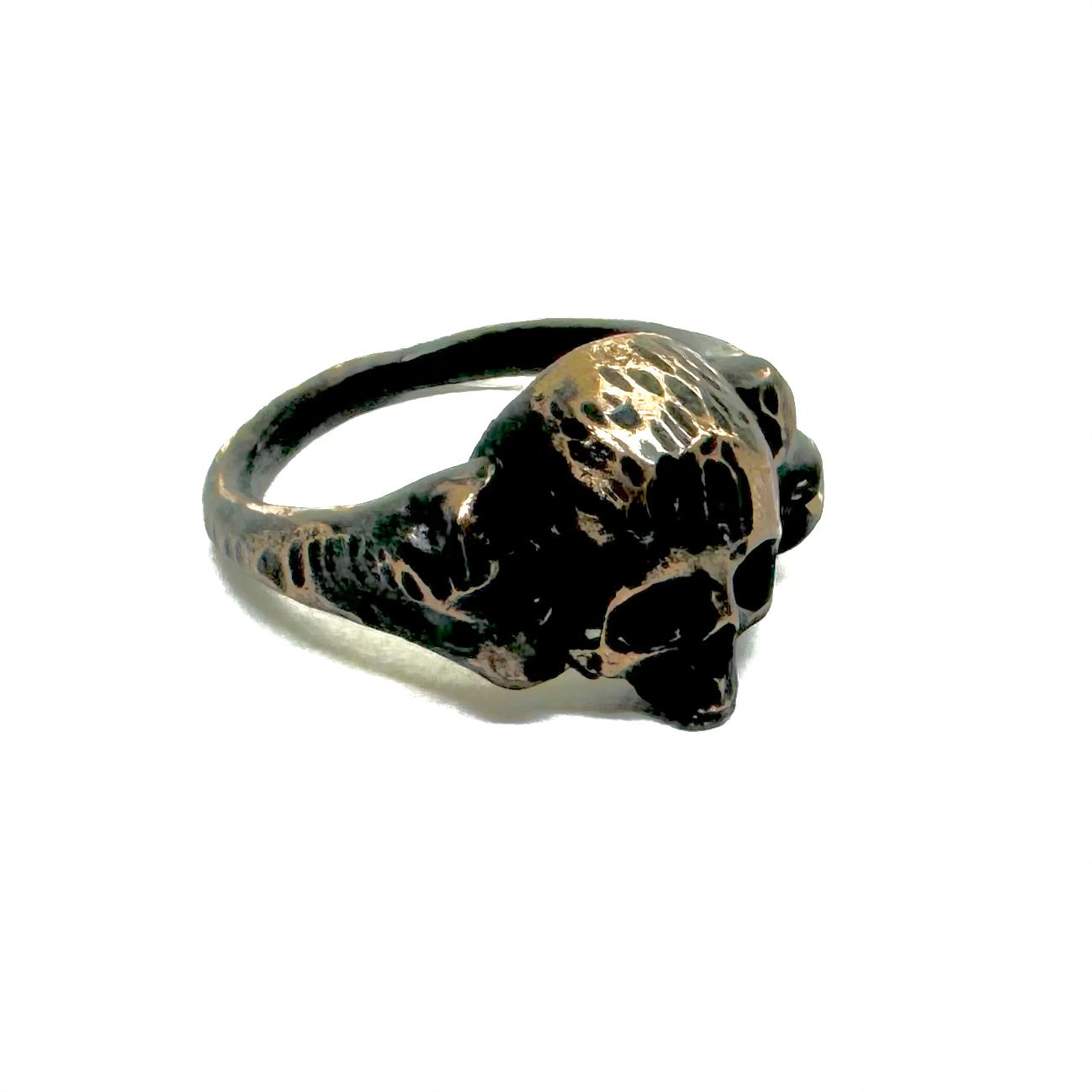 Skull Ring Sinister Sepulcher in Bronze