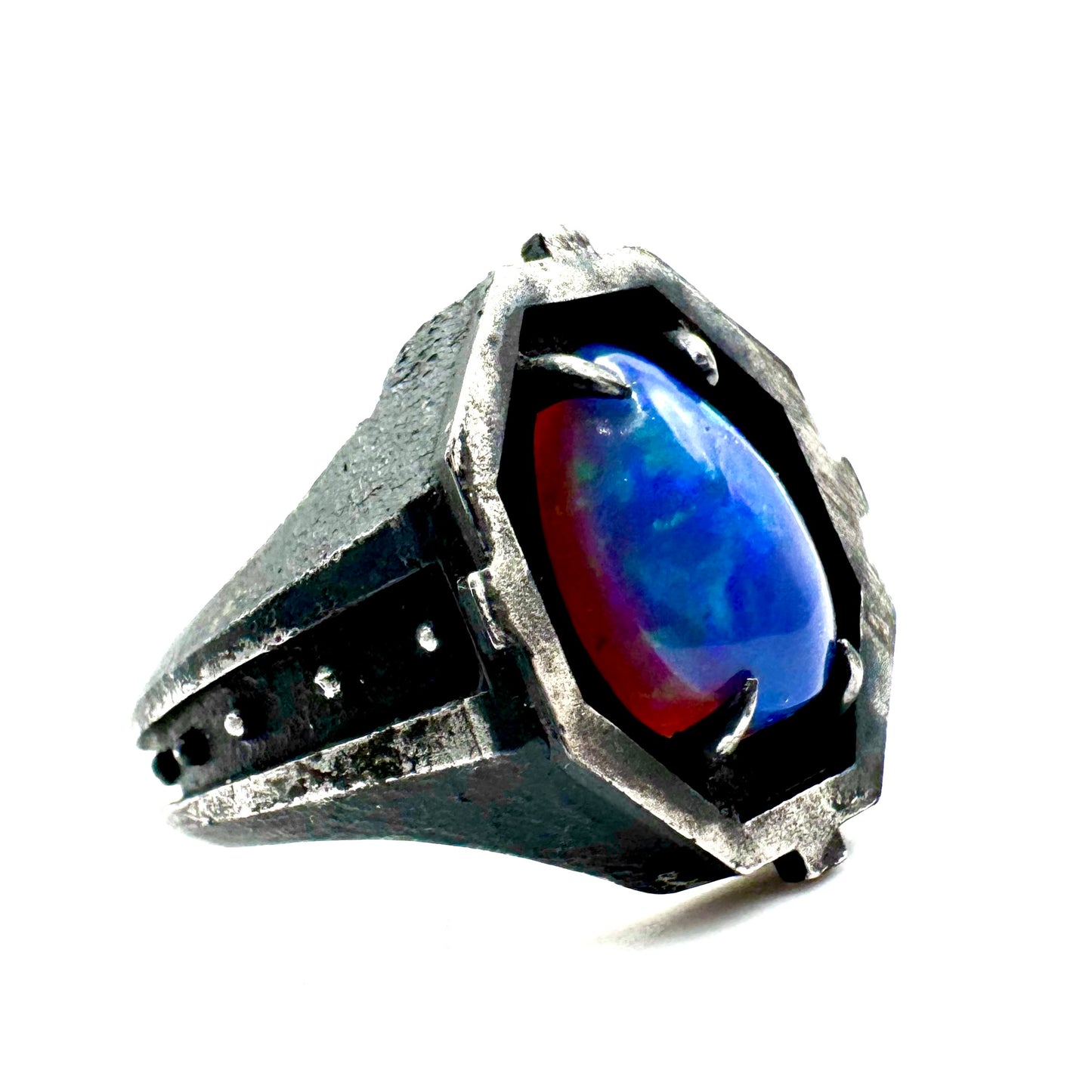 Black Opal Sanctum Ring in Sterling Silver