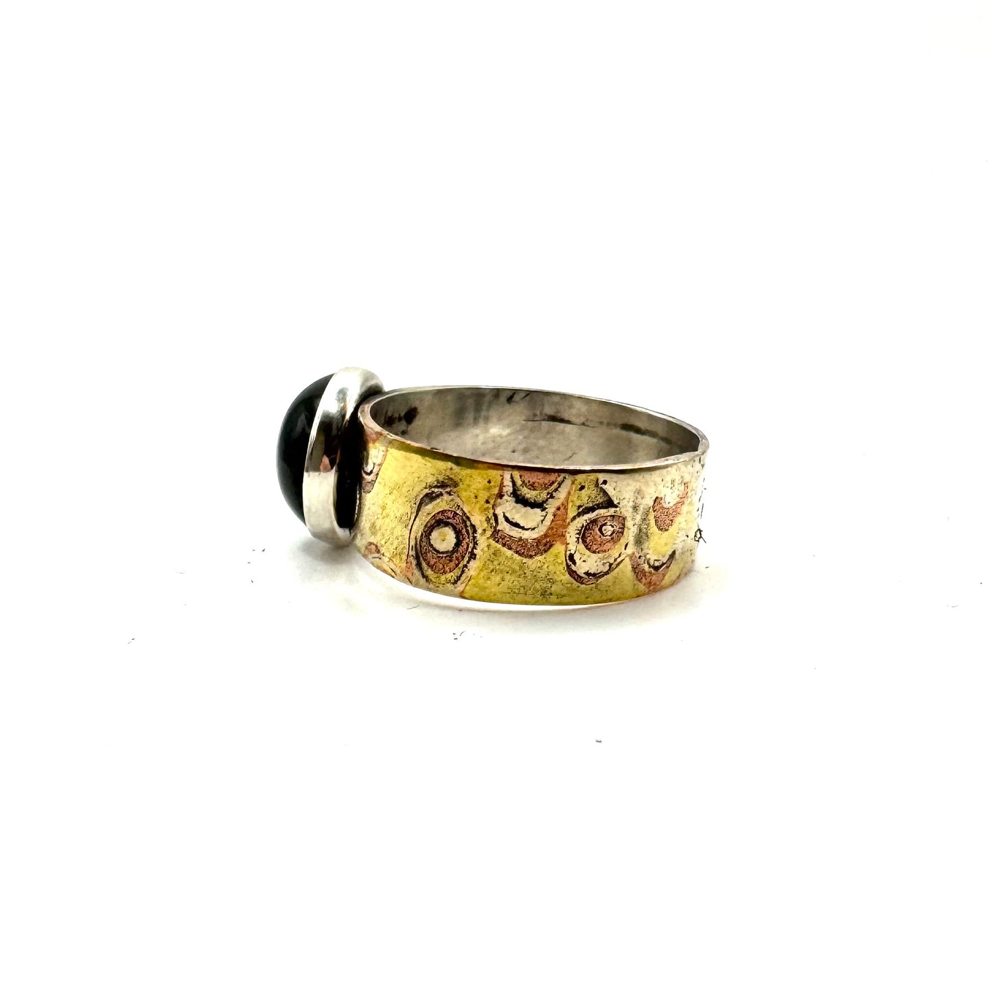 Mokume Gane Ring with Black onyx