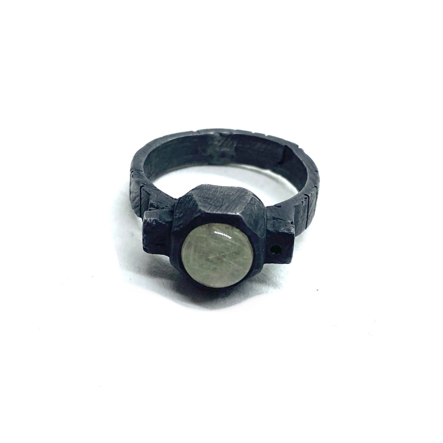 Brutalist Ring with Rutilated Quartz in Sterling Silver