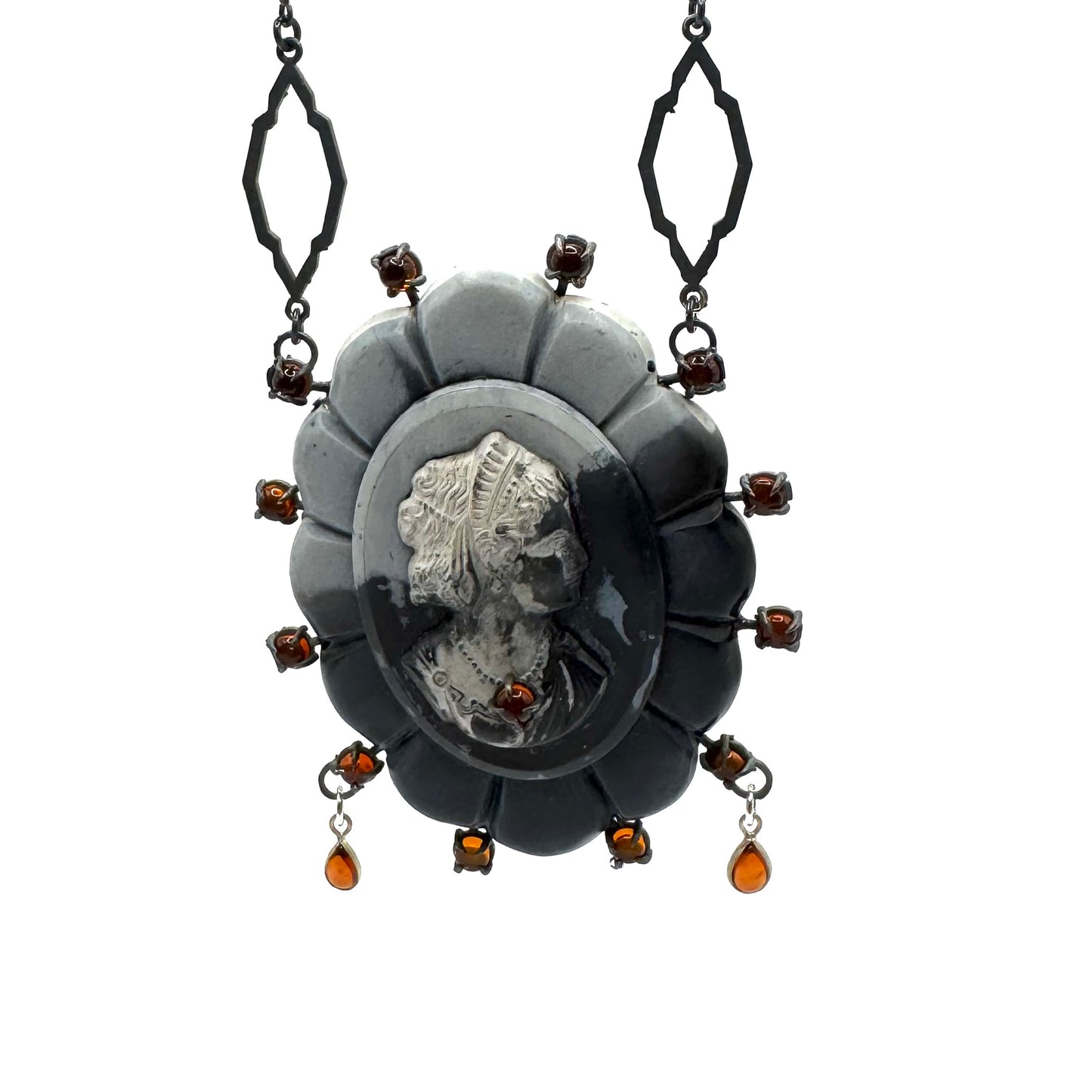 Mourning Necklace Vulcanite and Sterling Silver