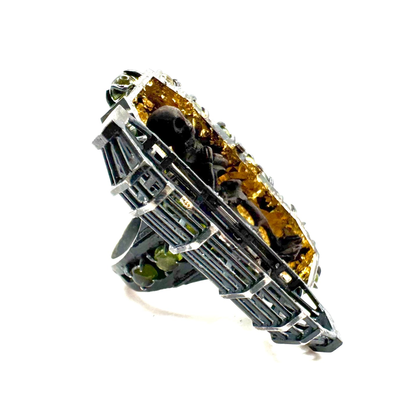 Gibbet Coffin Ring in Sterling Silver and Tourmaline
