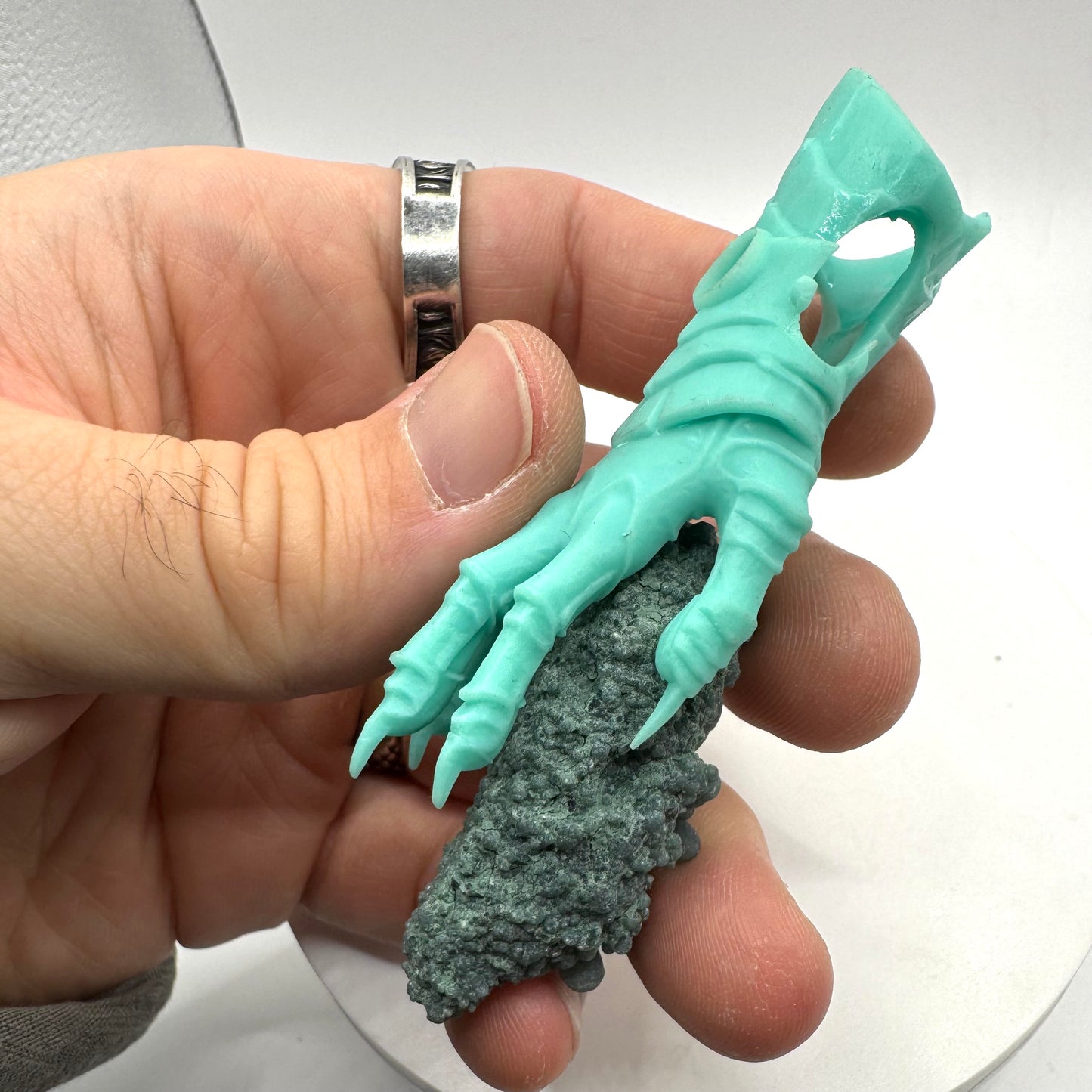 TO BE CAST - Abaddon Pendant In sterling Silver And Green Grape Agate And Green Onyx