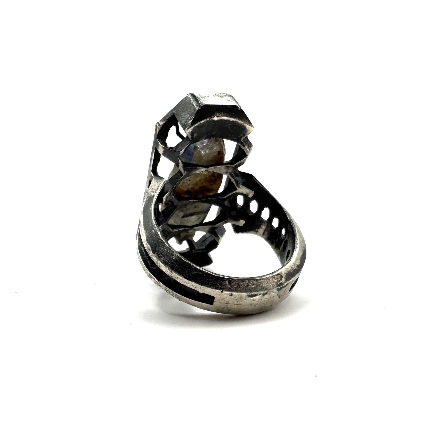 Ancient Origins Ring - Raw Blue Sapphire Ring in Sterling Silver