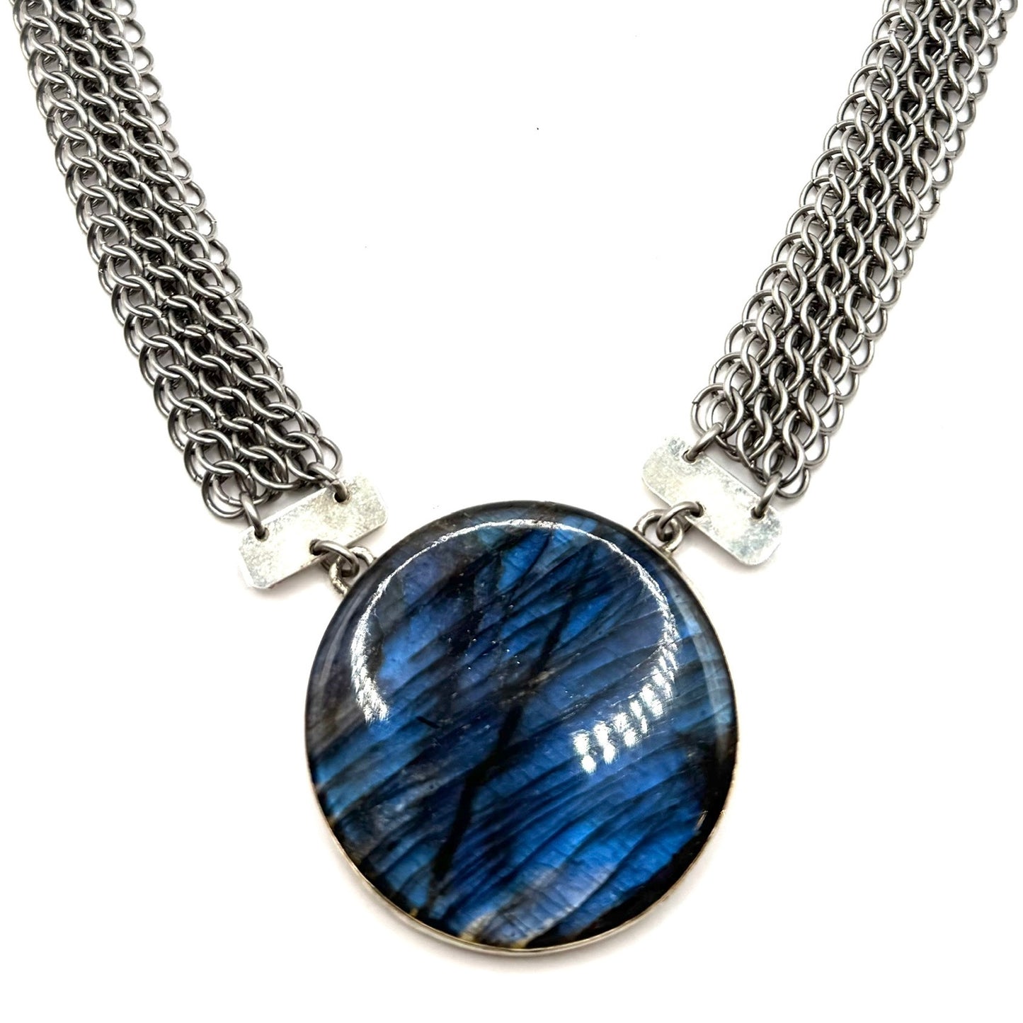 Labradorite Ancient Kings’ Necklace Sterling Silver and Stainless Steel