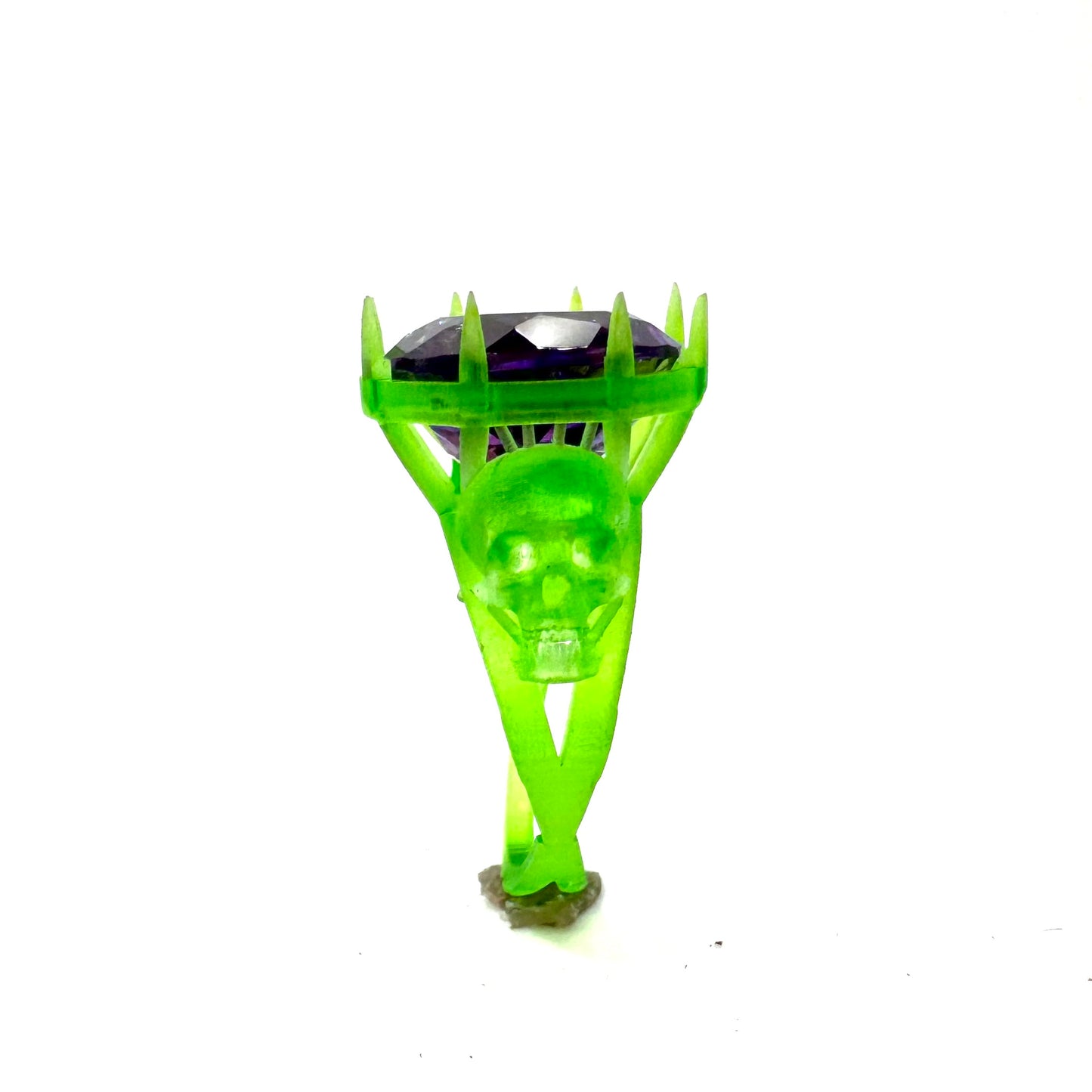 TO BE CAST - Skull Cathedral Ring With Amethyst In sterling Silver