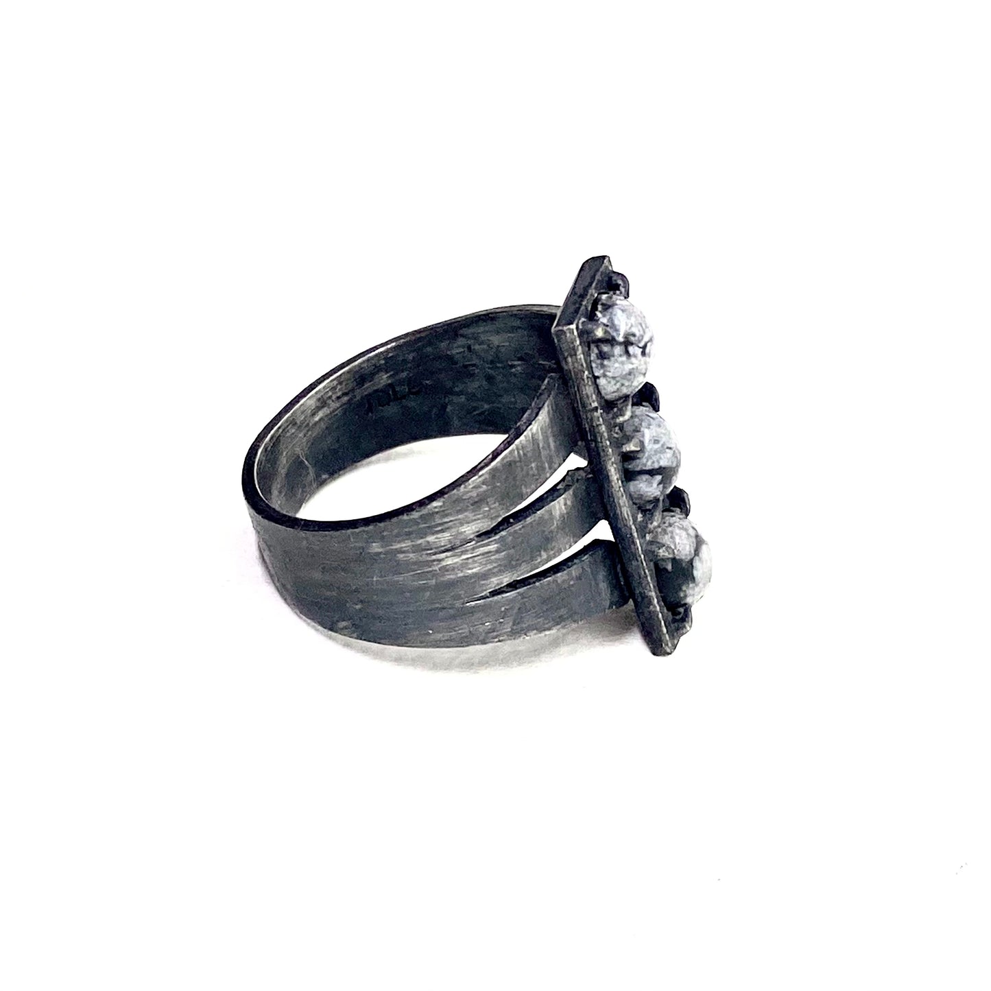 Brutalist Ring with Snowflake Obsidian in Sterling Silver