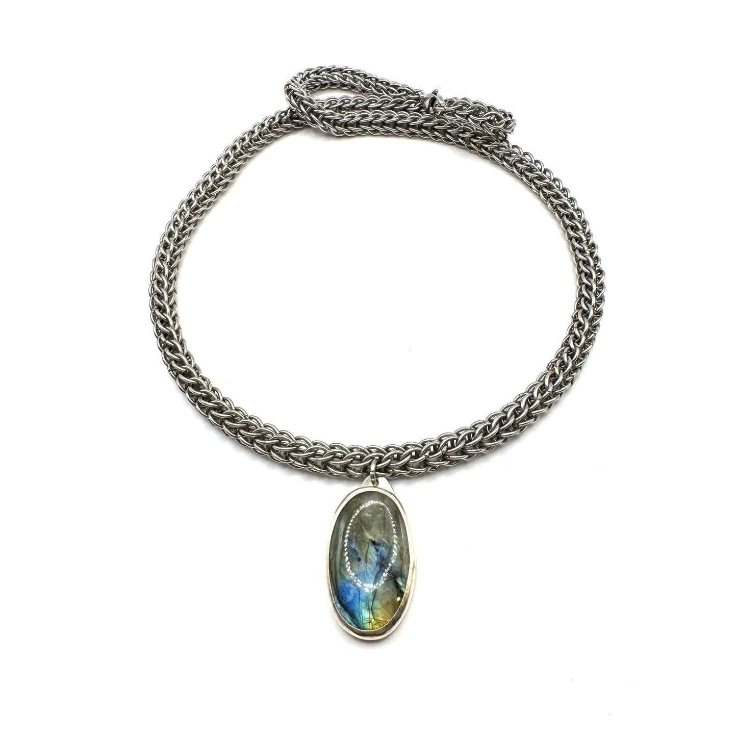 Labradorite Ancient Kings’ Necklace Sterling Silver and Stainless Steel