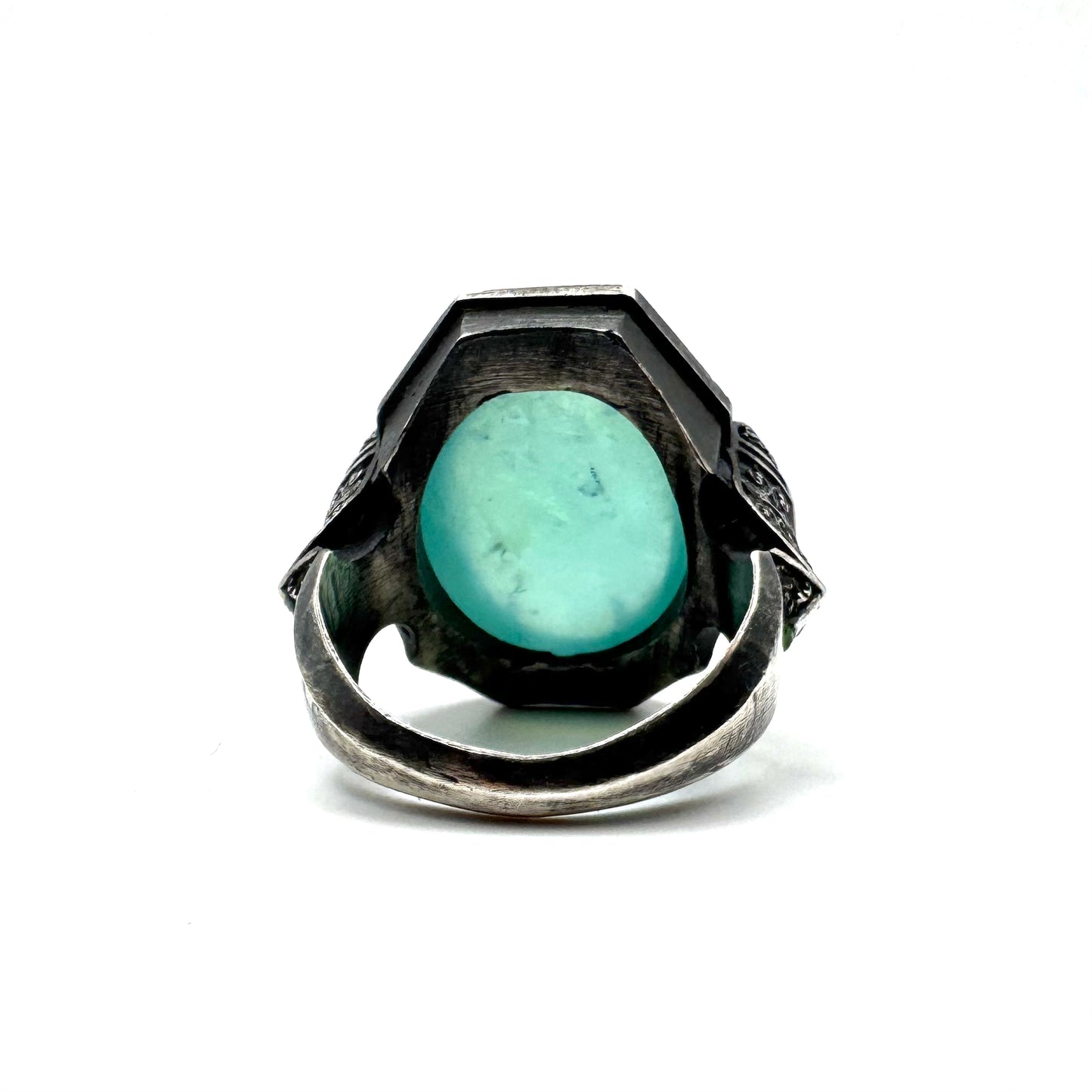 Custom Green Knight Ring with Aquamarine and Tsavorite in Sterling Silver