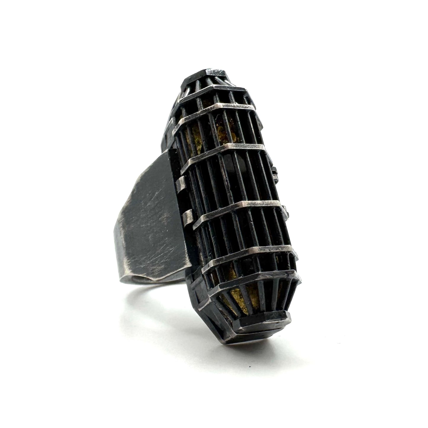 Draugr Coffin Ring in Sterling Silver and Black Wood