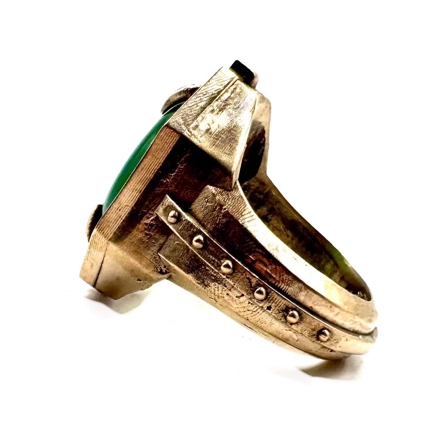 Citadel Ring With Green Onyx in Bronze