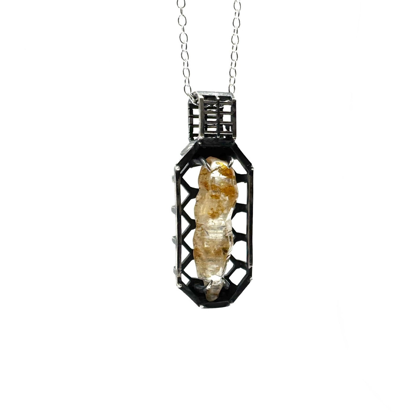Ancient Origins Pendant - Raw White Sapphire in Sterling Silver