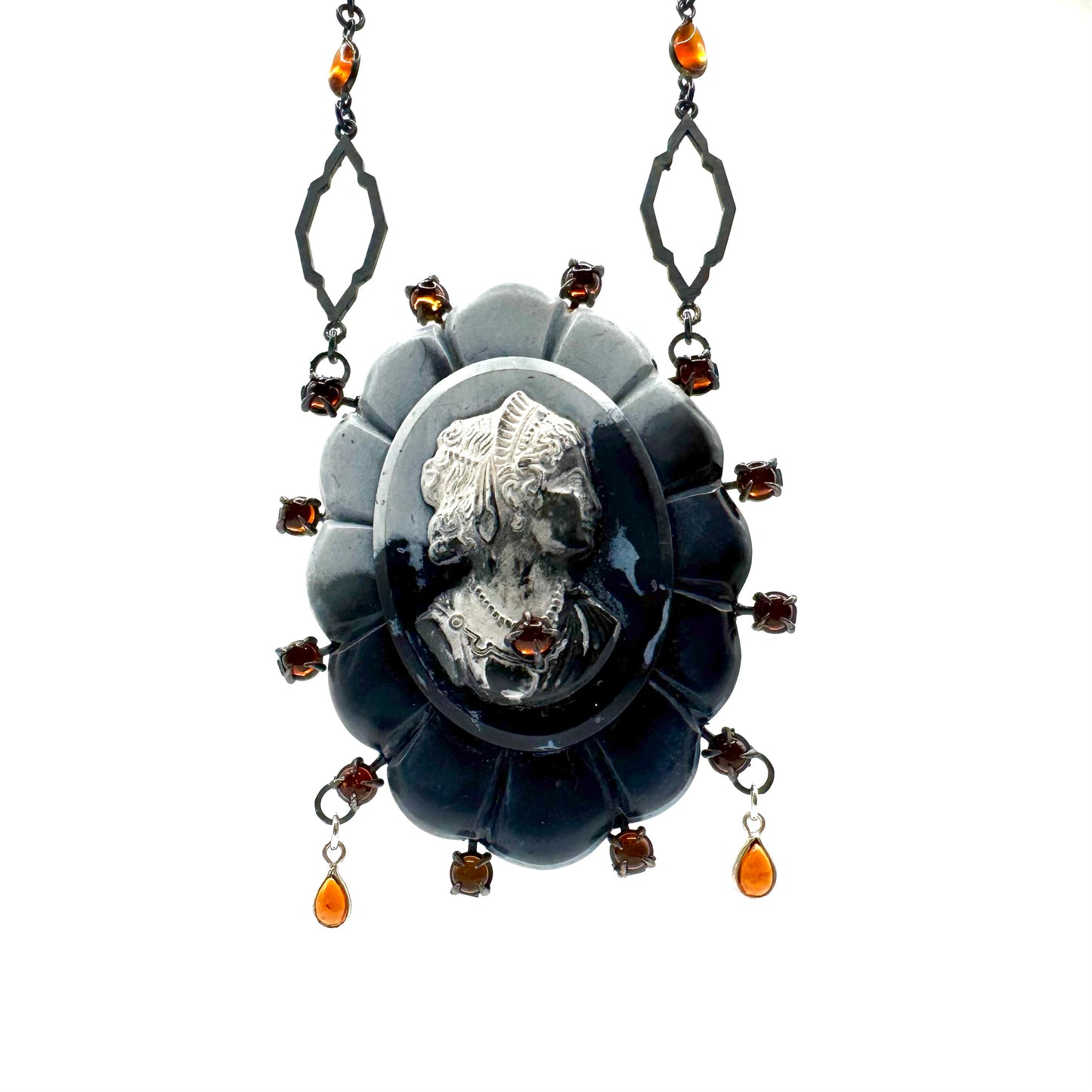 Mourning Necklace Vulcanite and Sterling Silver