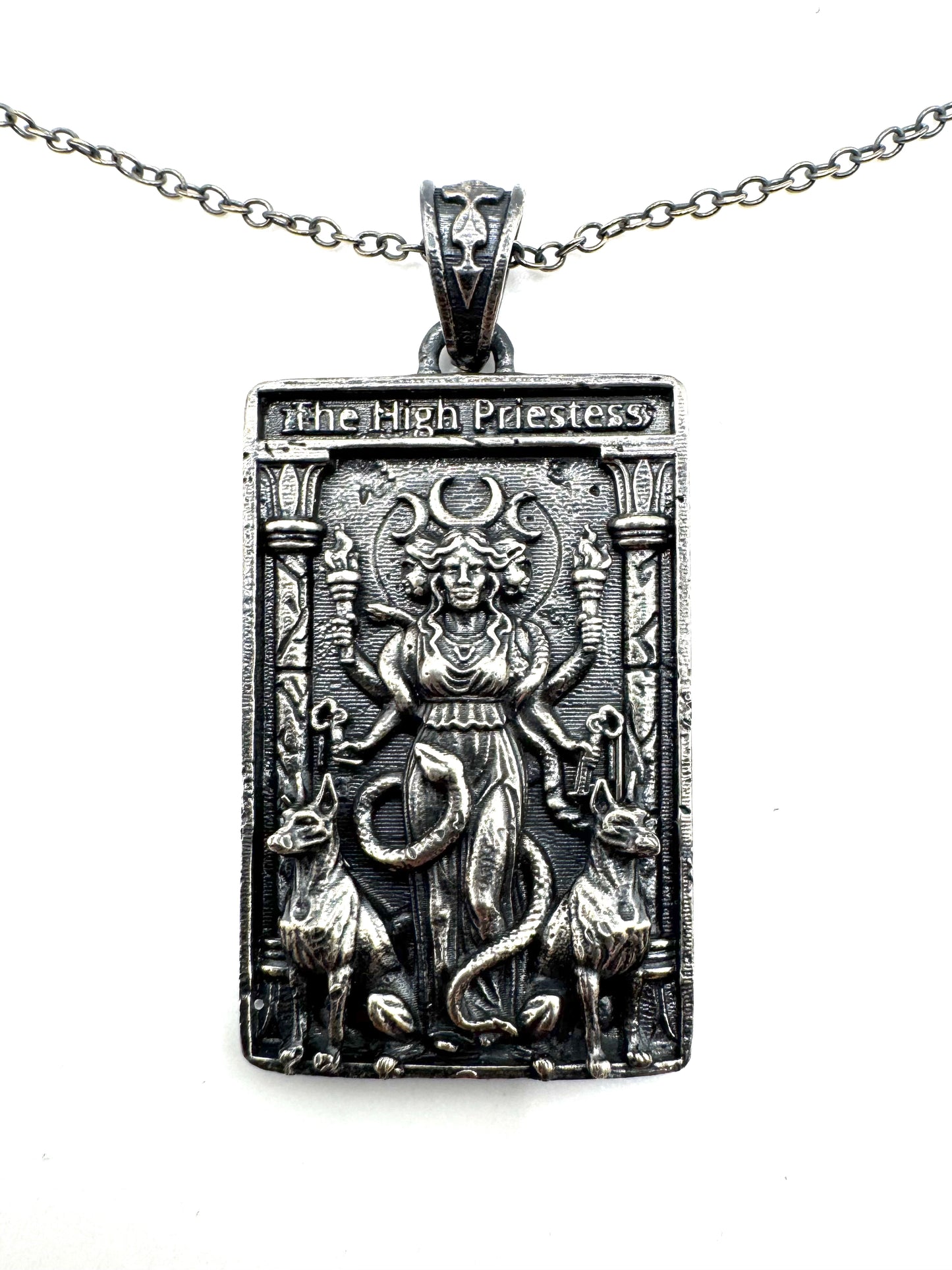 Hekate High Priestess Tarot Pendant In Sterling Silver