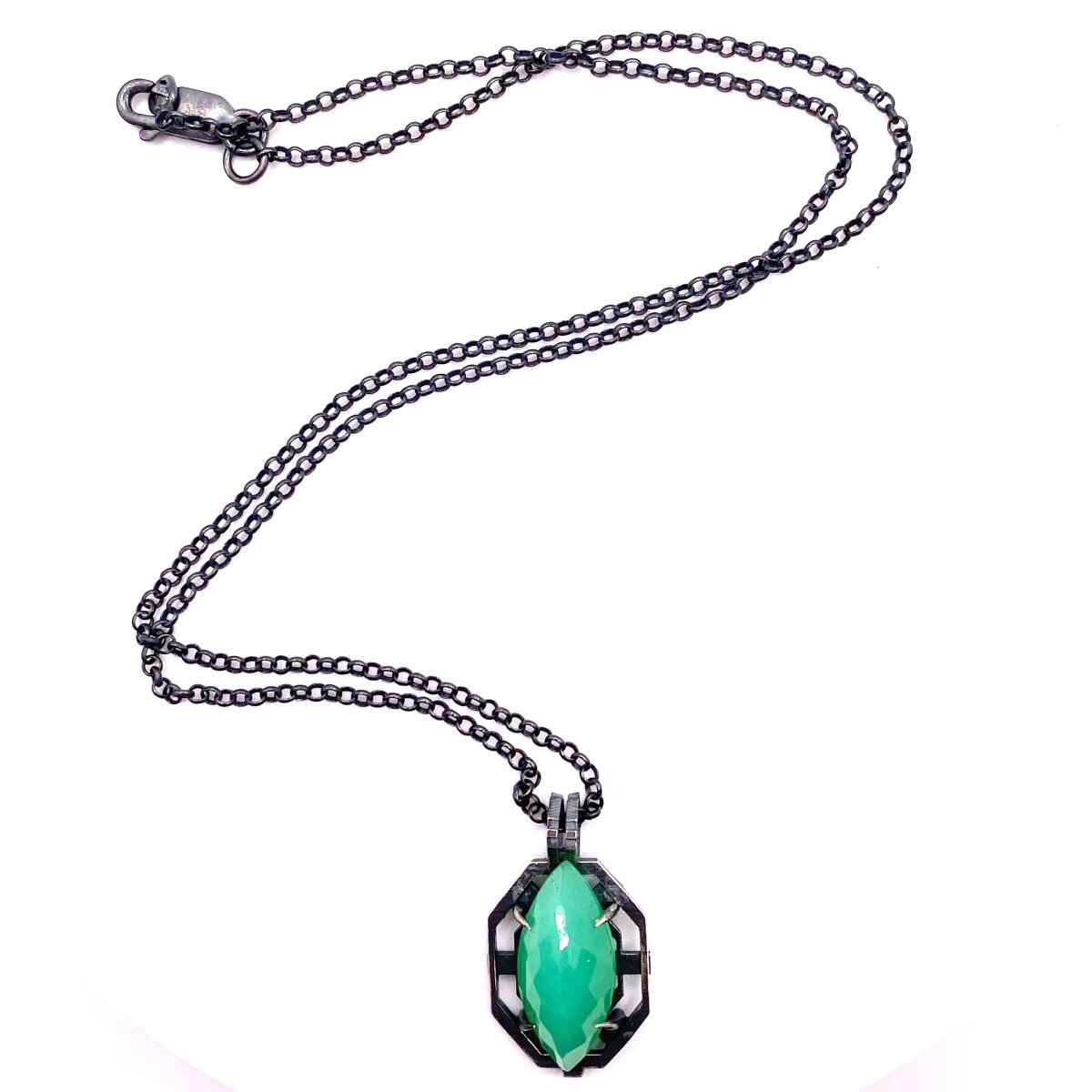 Amulet of Veiled Divinity in Sterling and Chrysoprase - Julian The 2nd - NECKLACE - Amulet of Veiled Divinity in Sterling and Chrysoprase