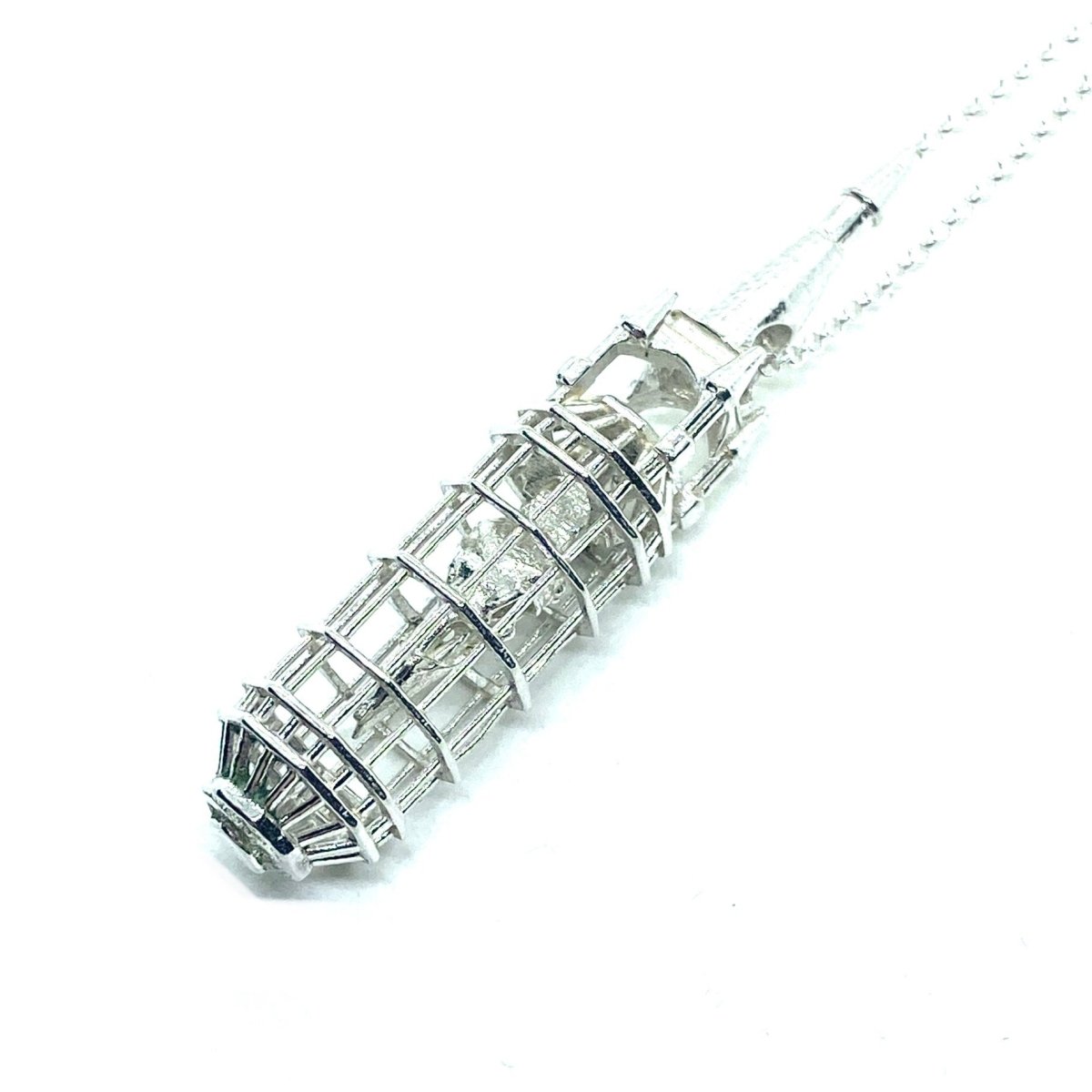 Caged Crow Skull Pendant In Sterling Silver - Julian The 2nd - NECKLACE - Caged Crow Skull Pendant In Sterling Silver