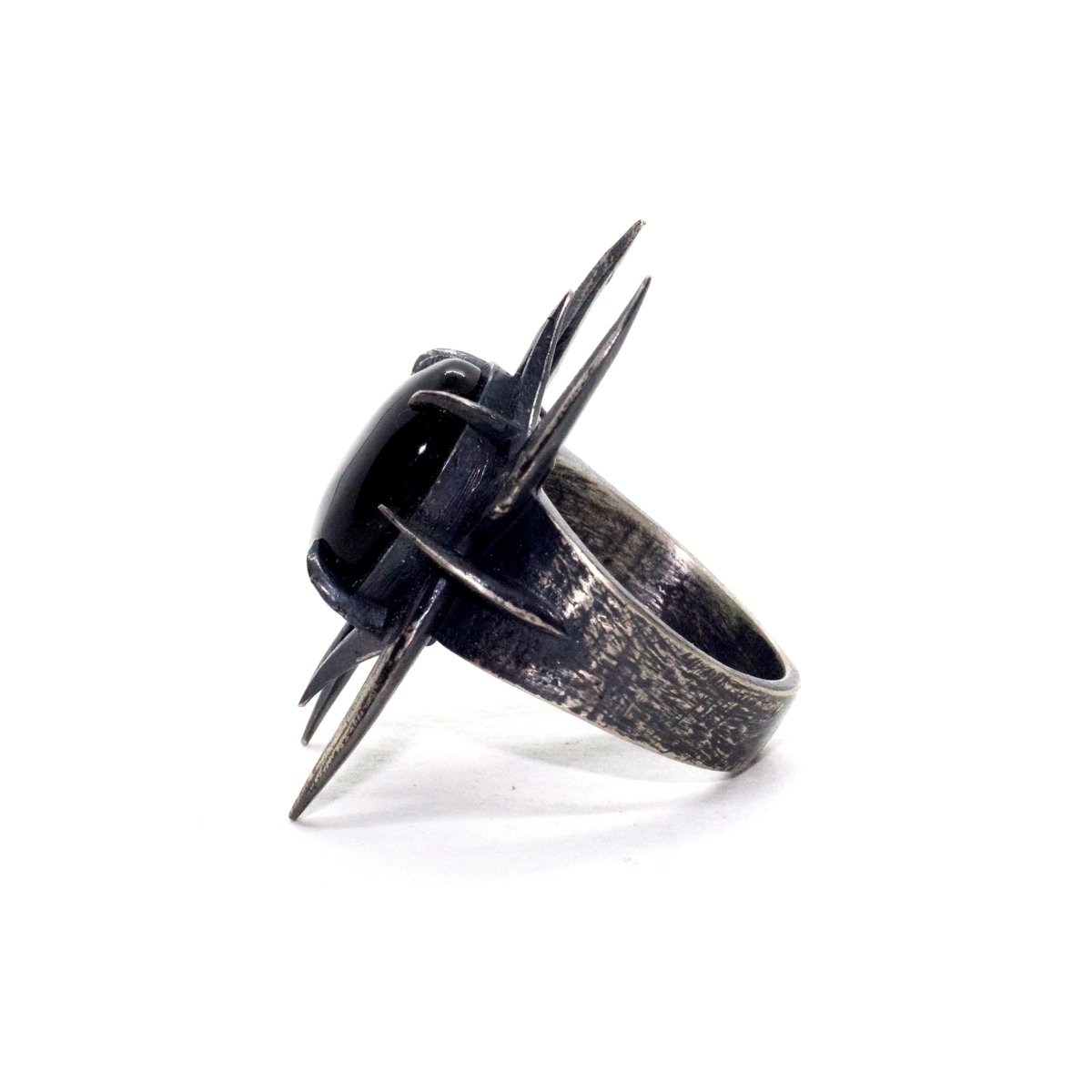 Dark Spine Ring In Sterling Silver - Julian The 2nd - STONE RING - Dark Spine Ring In Sterling Silver