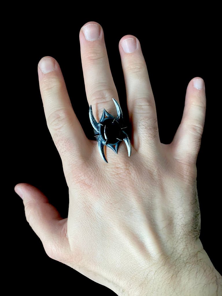 Dark Spine Ring In Sterling Silver - Julian The 2nd - STONE RING - Dark Spine Ring In Sterling Silver