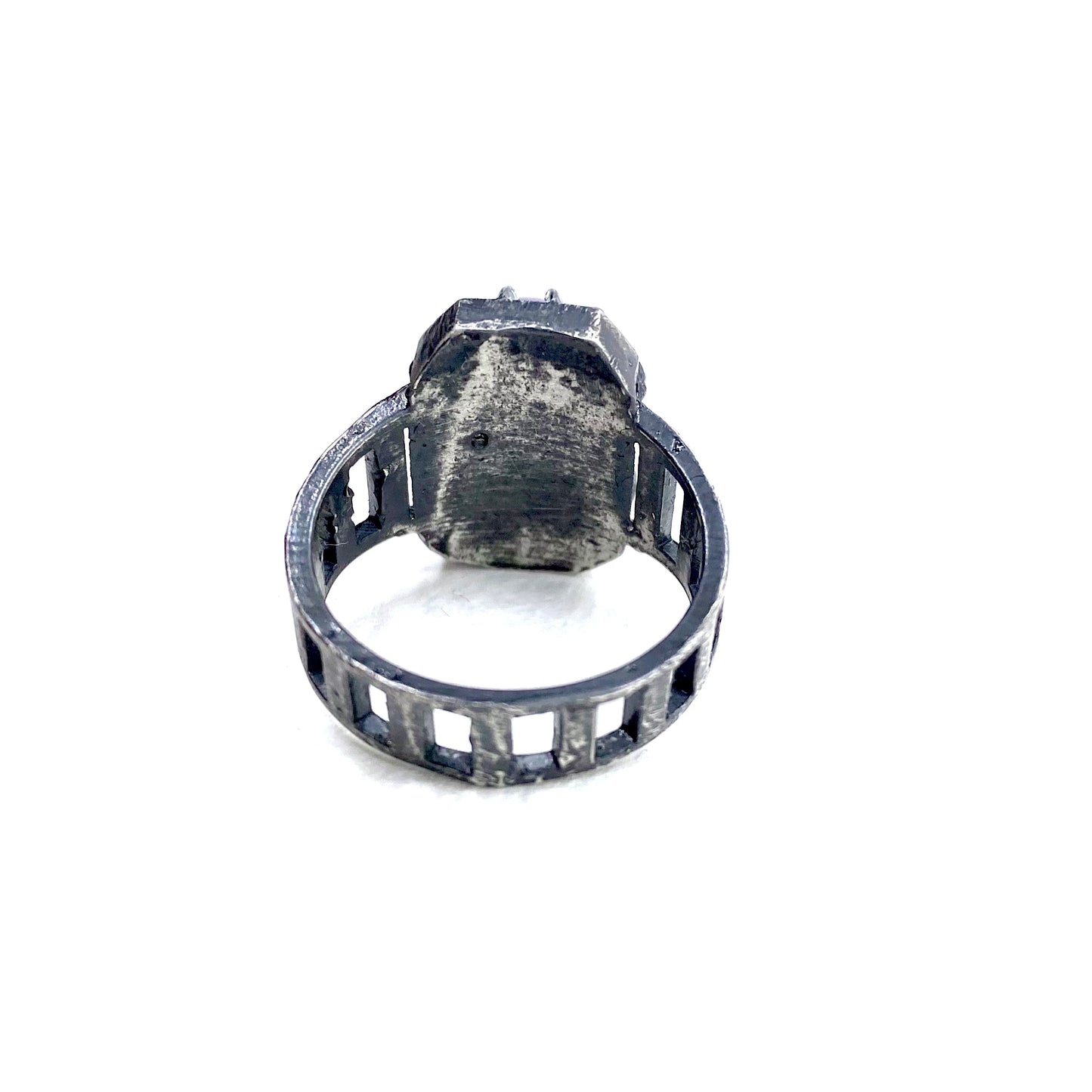 Brutalist Ring with Amethyst in Sterling Silver
