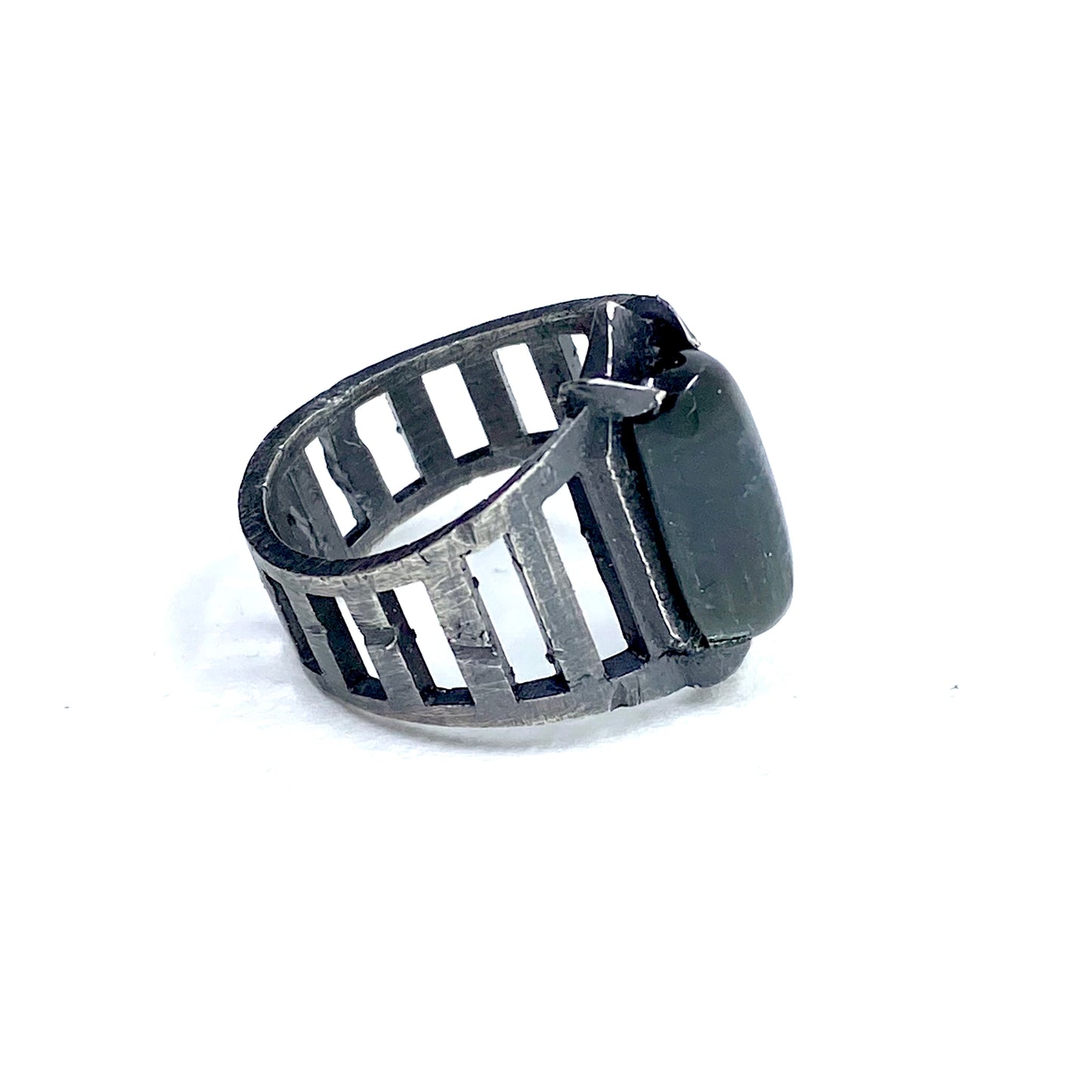 Brutalist Ring with Tourmaline in Sterling Silver