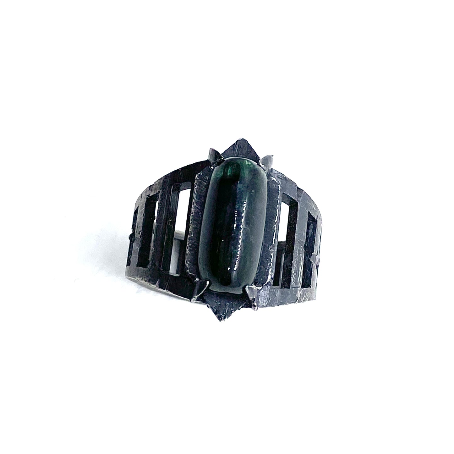 Brutalist Ring with Tourmaline in Sterling Silver