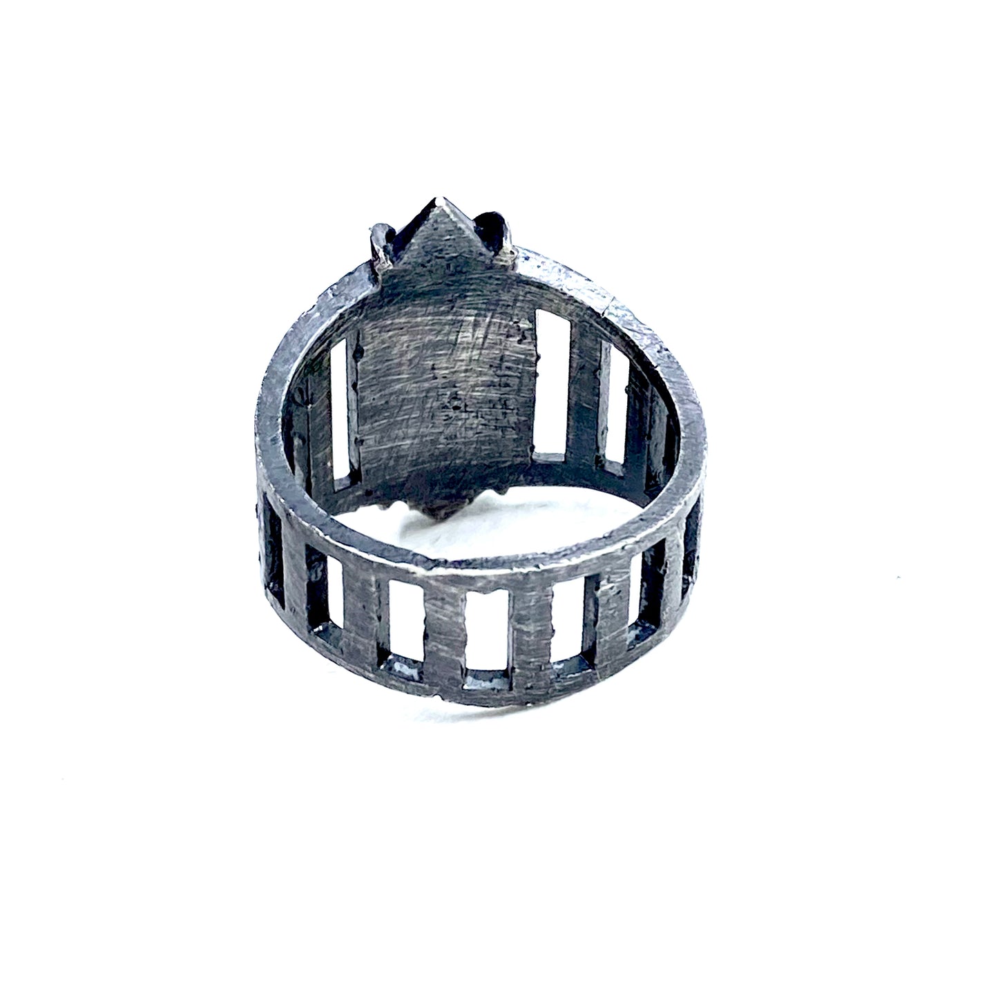 Brutalist Ring with Tourmaline in Sterling Silver