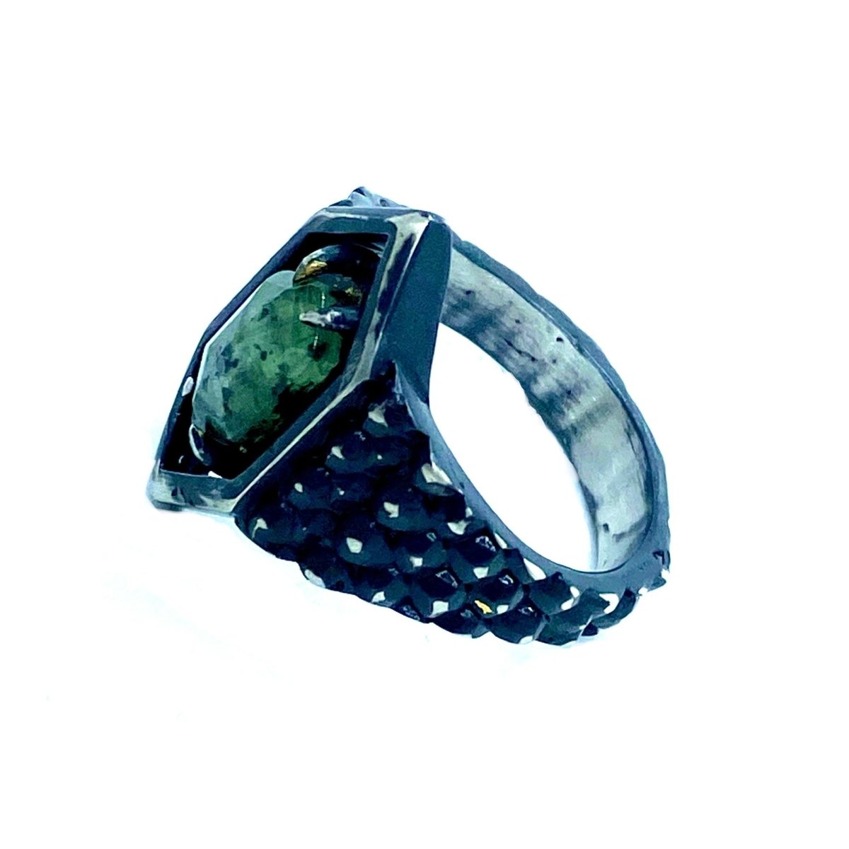 Soothsayer Ring with Moss Kyanite in Sterling Silver - Julian The 2nd - Soothsayer Ring with Moss Kyanite in Sterling Silver