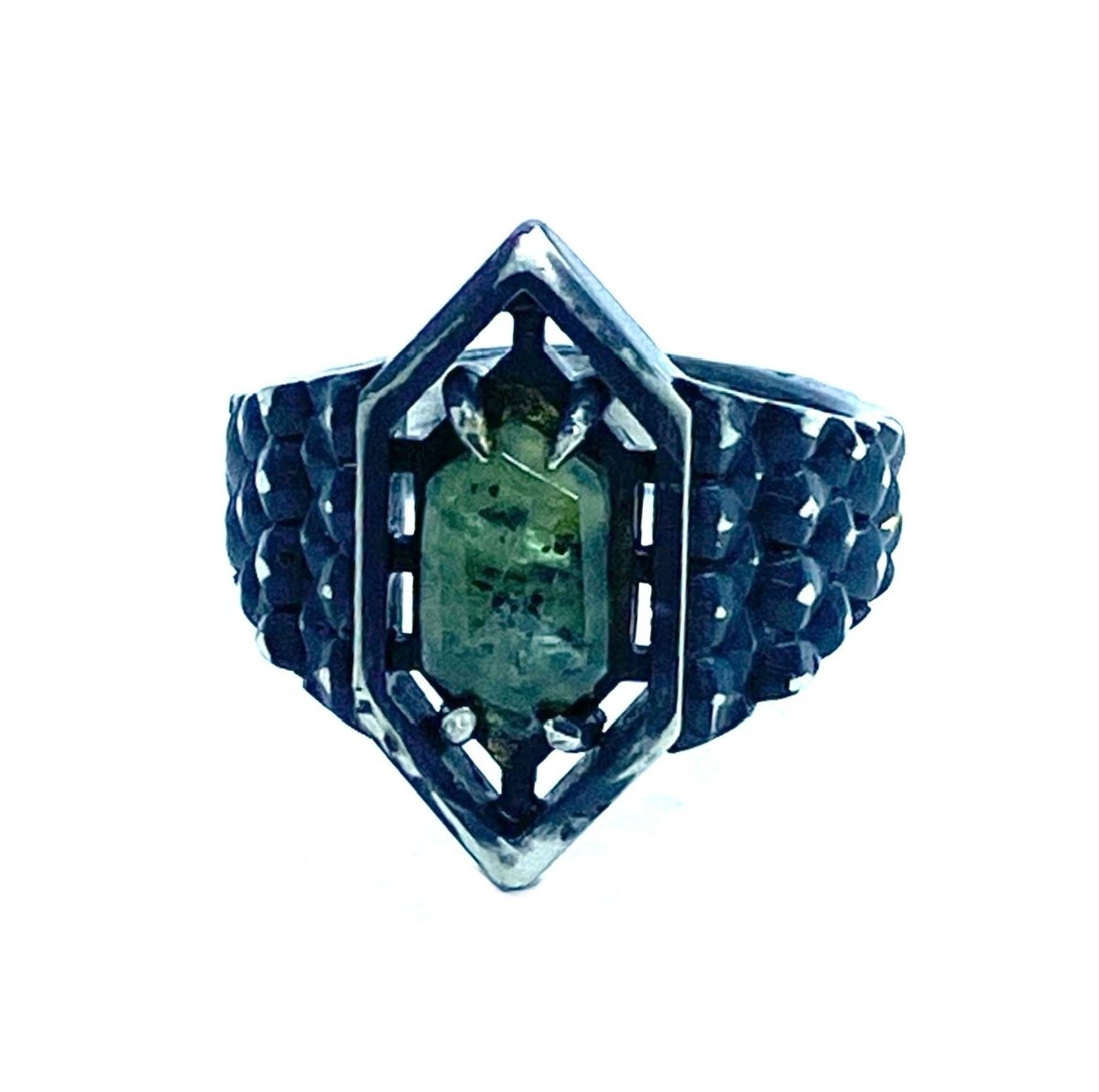 Soothsayer Ring with Moss Kyanite in Sterling Silver - Julian The 2nd - Soothsayer Ring with Moss Kyanite in Sterling Silver