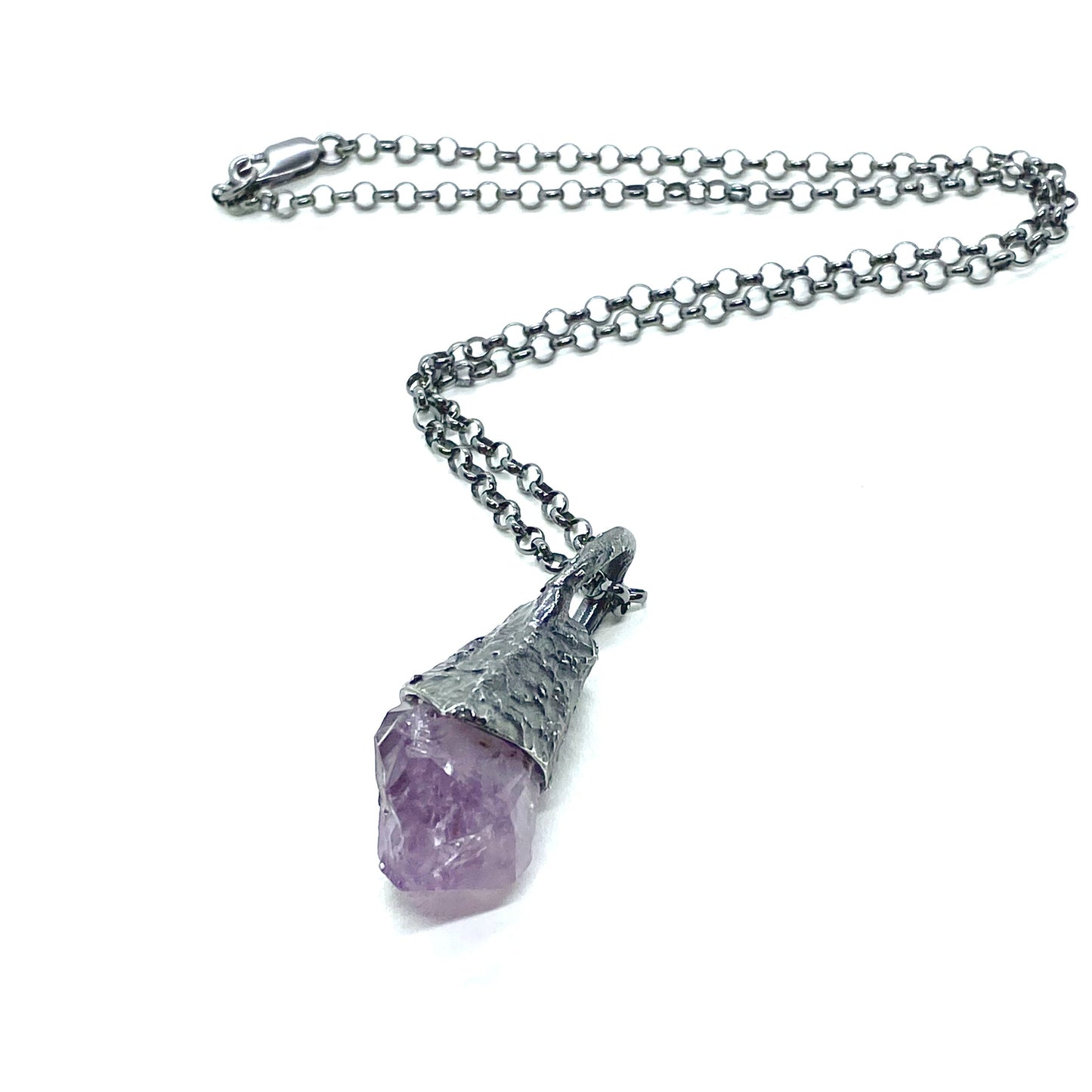 amethyst talisman necklace sterling silver handmade