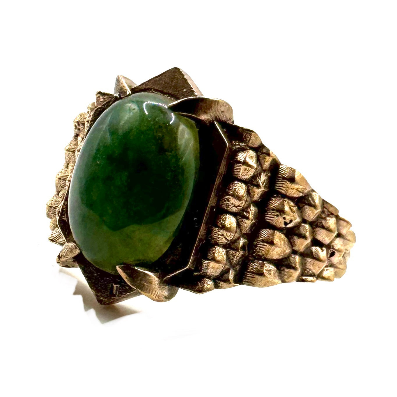 Serpent’s Claw Ring with Green Aventurine in Sterling Silver
