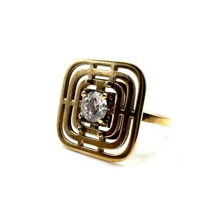 CZ Brutalist Modern Ring in Bronze